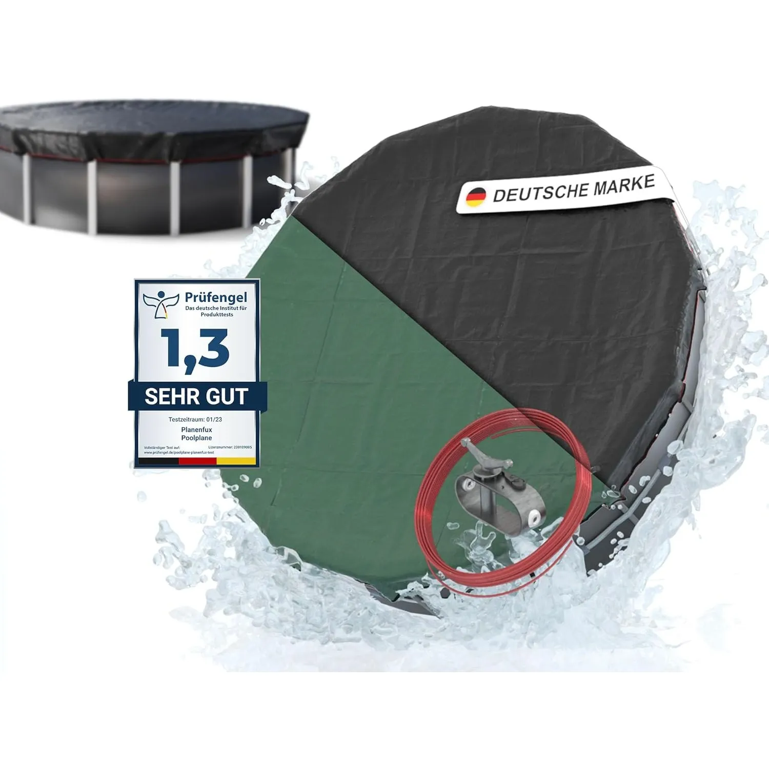 Planenfux® Poolabdeckung rund 500 cm (Für Ø 460-500 cm Becken) | Solarplane