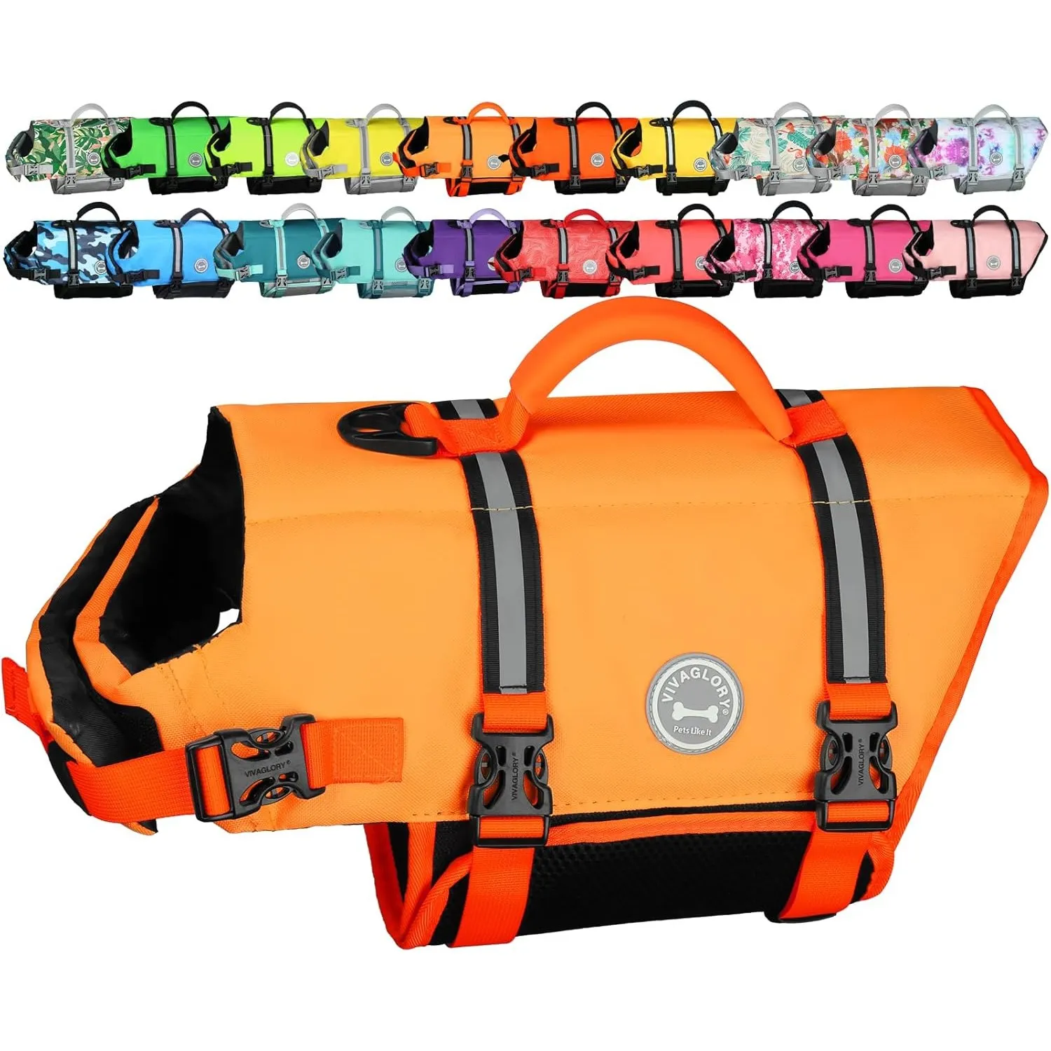 VIVAGLORY Rip Stop Schwimmweste Hund, Hundeschwimmweste, Schwimmhilfe & Auftrieb, Rettungsweste Hund für Bootfahren, S,…