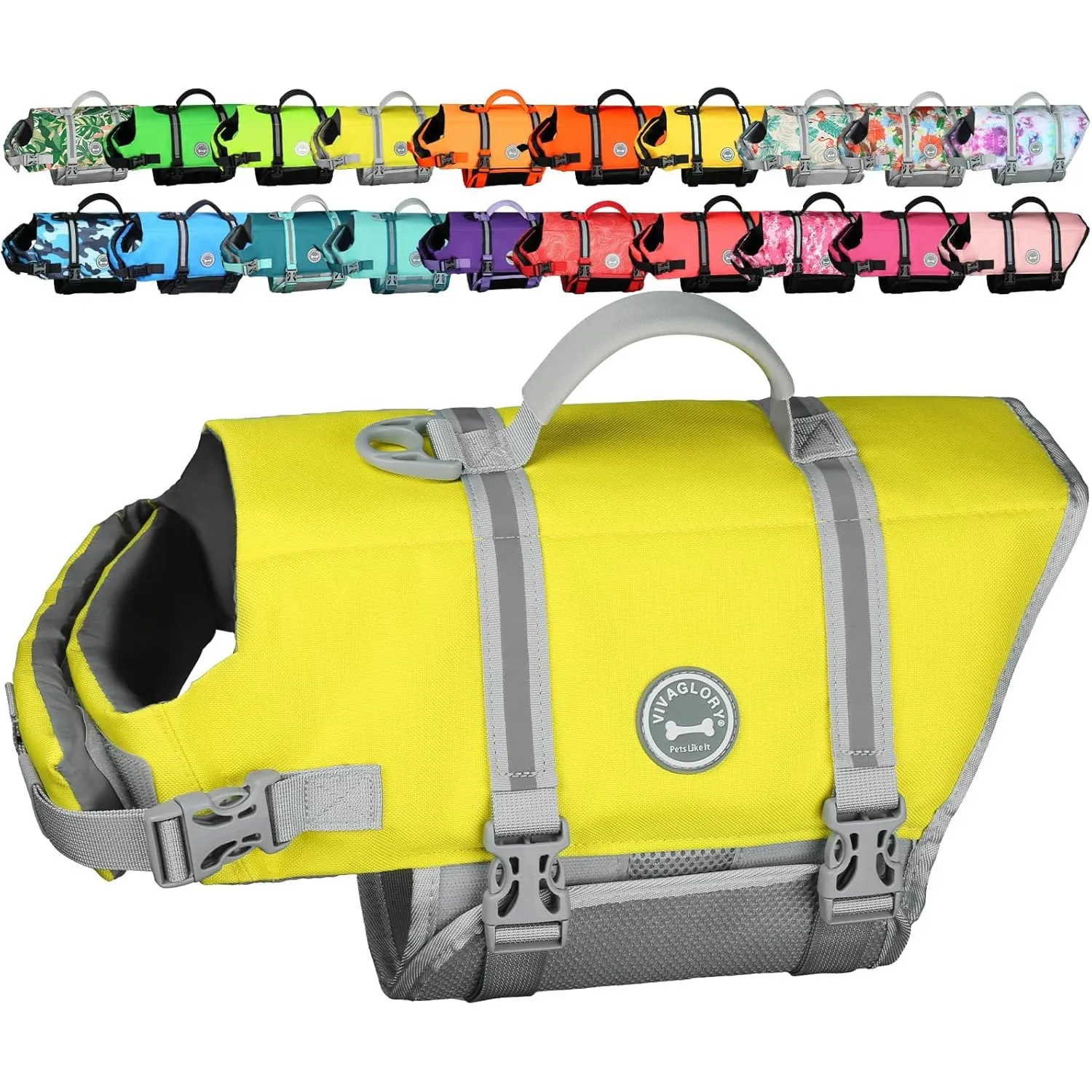 VIVAGLORY Rip Stop Schwimmweste Hund, Hundeschwimmweste, Schwimmhilfe & Auftrieb, Rettungsweste Hund für Bootfahren, L,…
