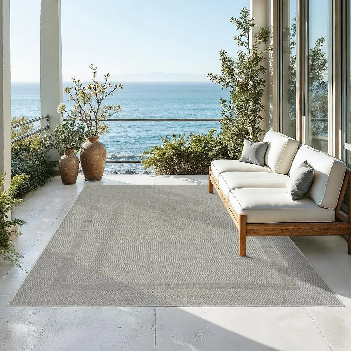 Mia´s Teppiche Malaga Outdoor Teppich Wetterfest – Balkonteppich & Terrassenteppich, Indoor Outdoor Flachgewebe, Waschb…