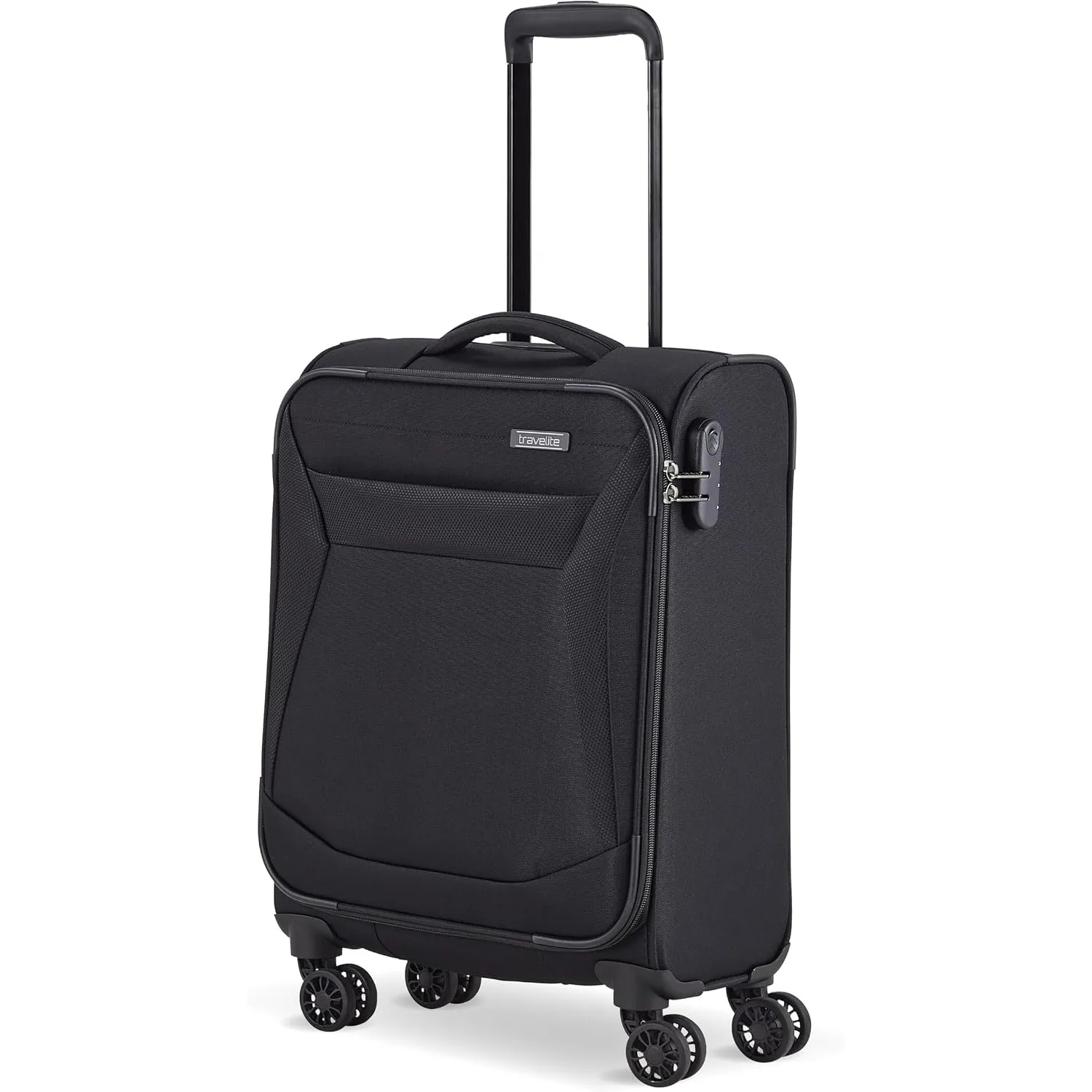 Travelite Handgepäck Trolley klein, Chios, Weichschale, 55x39x20 cm, 2,4 kg, mit 4 Doppelrollen & Zahlenschloss – Koffe…