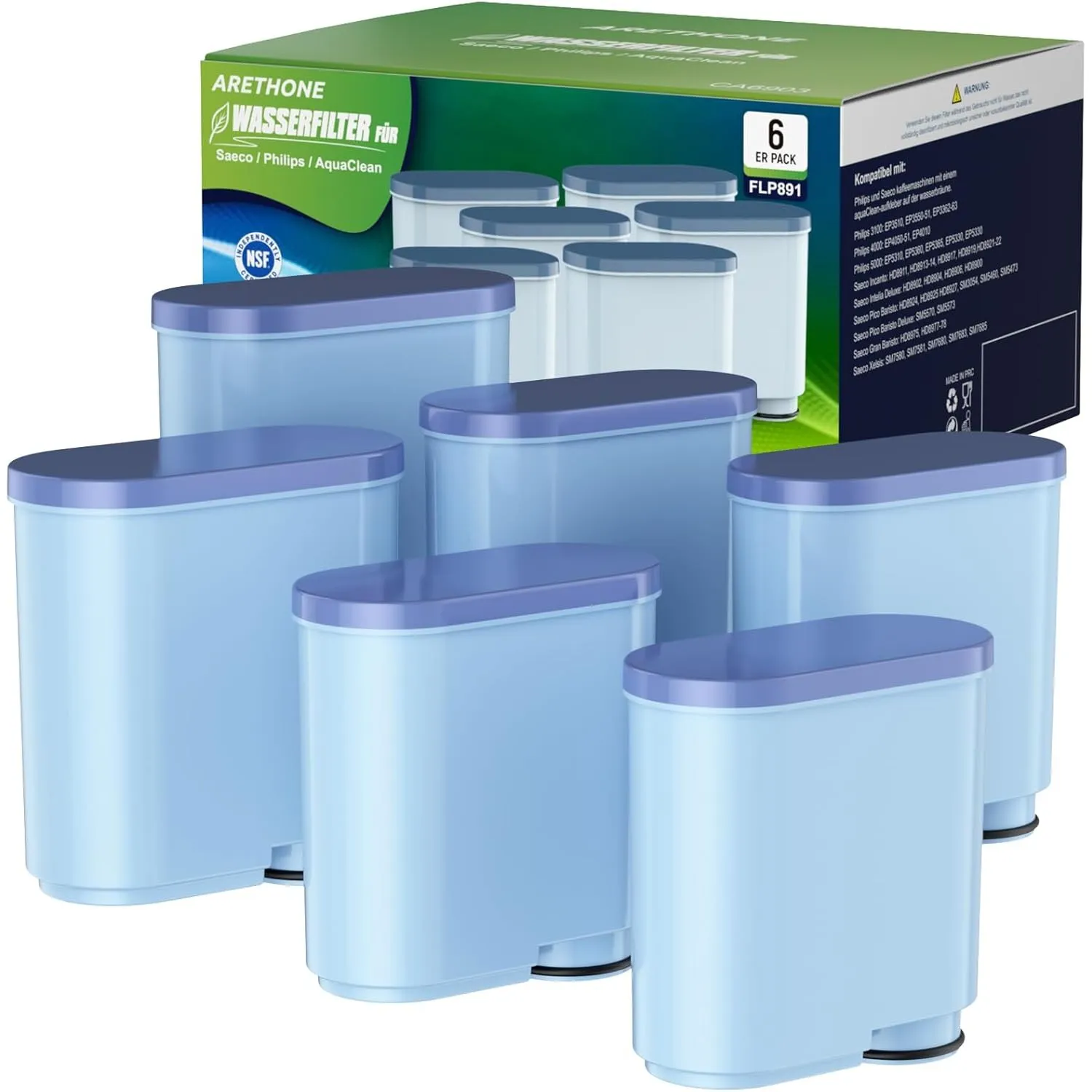 ARETHONE Wasserfilter für Philips AquaClean CA6903/10 CA6903/22, 6 Stück