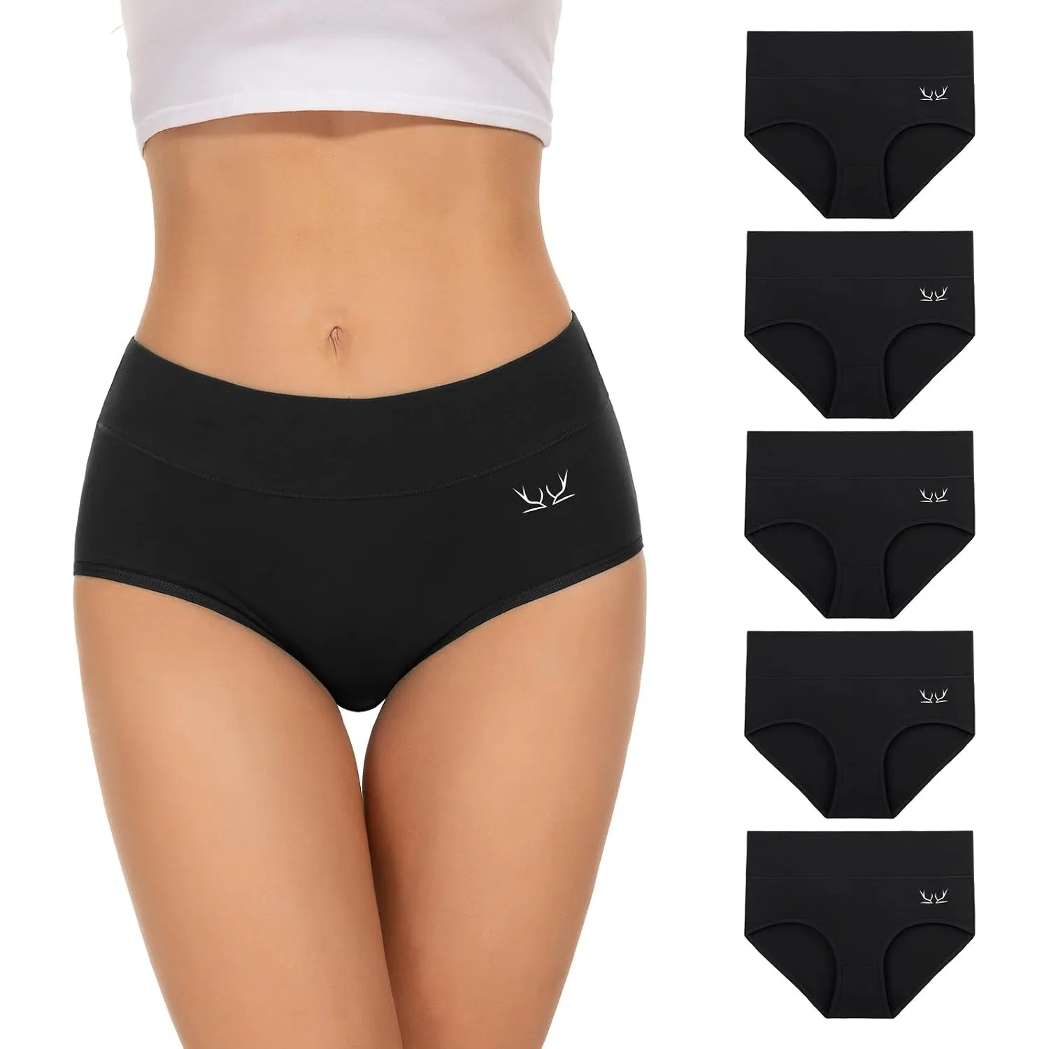 TANSTC Unterhosen Damen 5er Pack Stretch Baumwolle Hohe Taille Slips Atmungsaktiv Panties Weich Frauen Unterwäsche