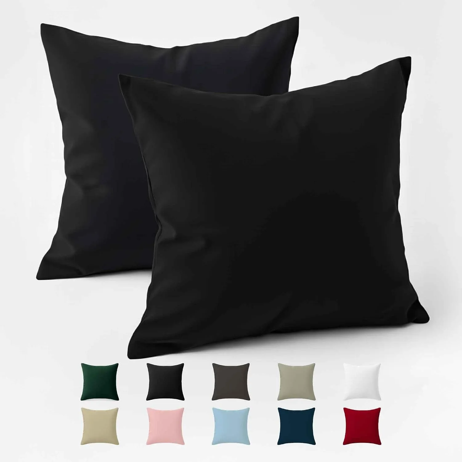 Dreamzie - Kissenbezug 60x60cm - 100% Baumwolle Renforcé - Schwarz