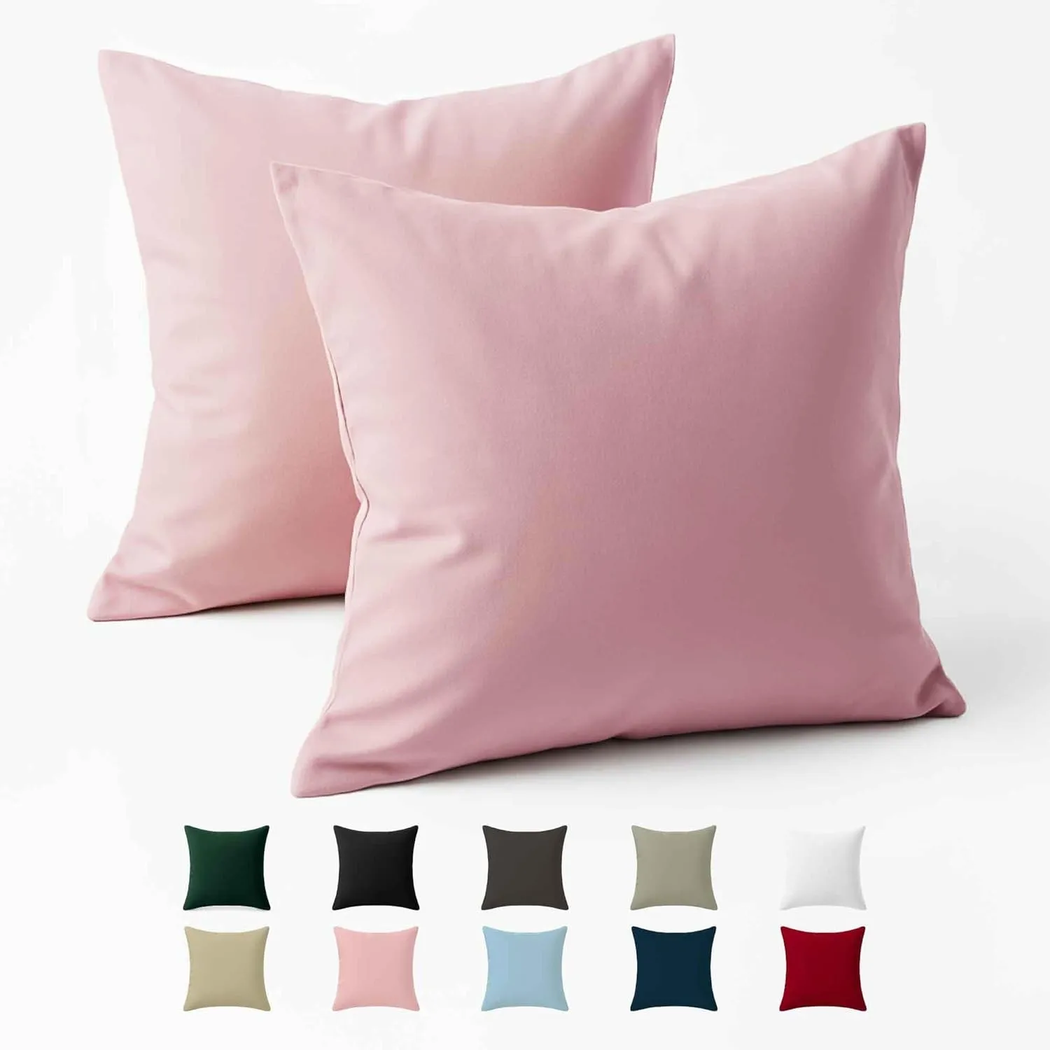 Kissenbezug 40x40 Baumwolle Renforcé (2er-Set) - Rosa - Dicht gewebt mit 57 Fäden/cm² - 40x40cm Kissenbezug - Oeko Tex …