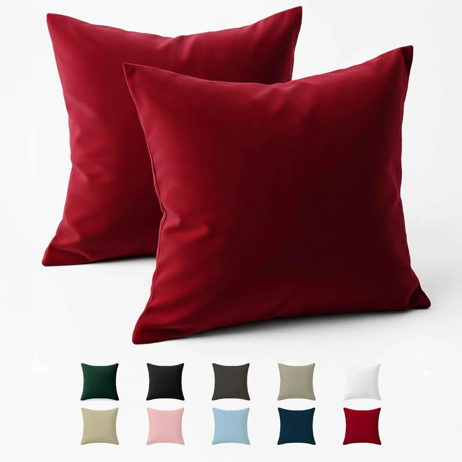 Dreamzie - Kissenbezug 80x80 cm - 100% Baumwolle Renforcé - Burgunderrot | 2er Set · Oeko-Tex zertifiziert · mit Reißve…
