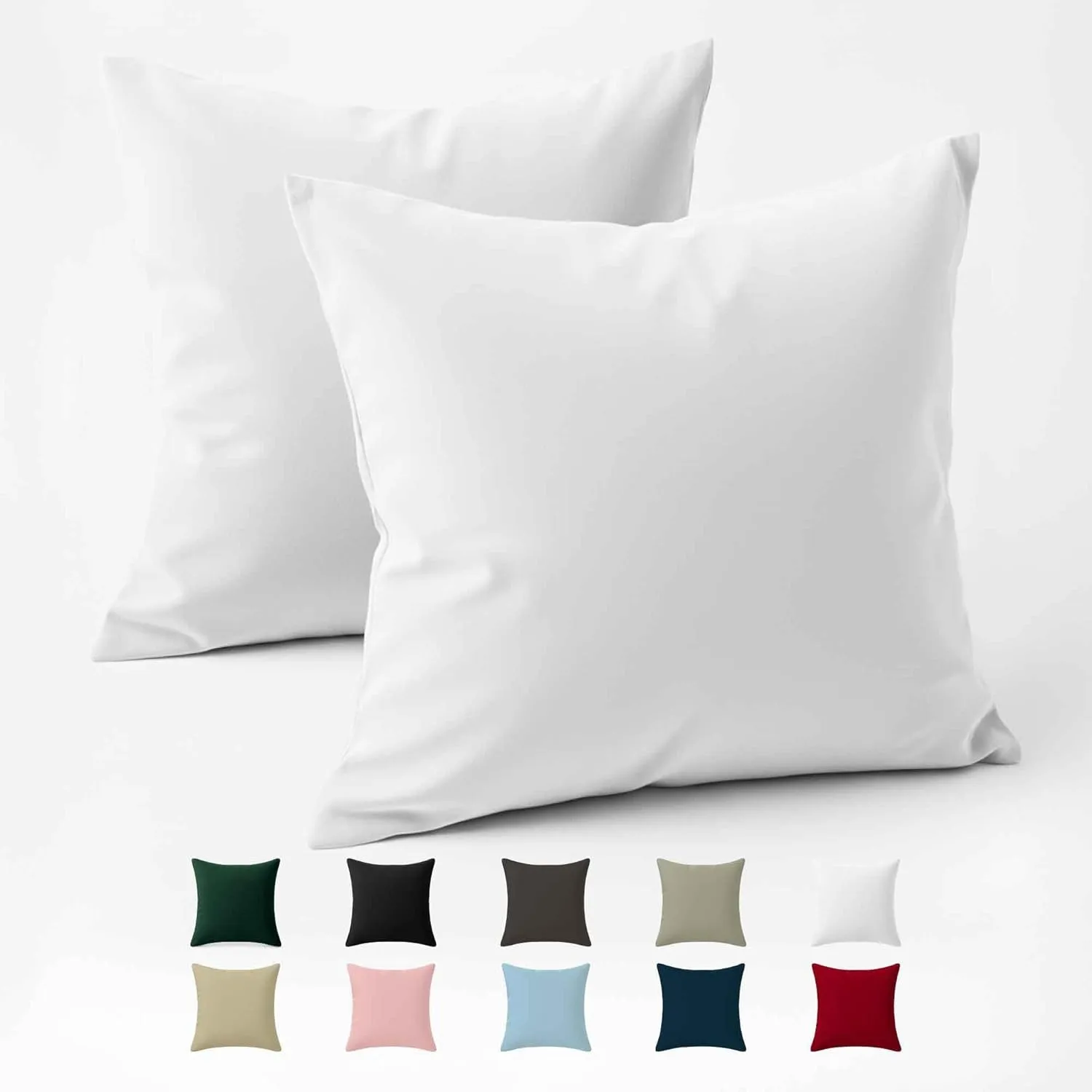 Kissenbezug 80x80 Baumwolle Renforcé (2er-Set) - Weiss - Dicht gewebt mit 57 Fäden/cm² - Kissenbezug 80x80 cm - Oeko Te…