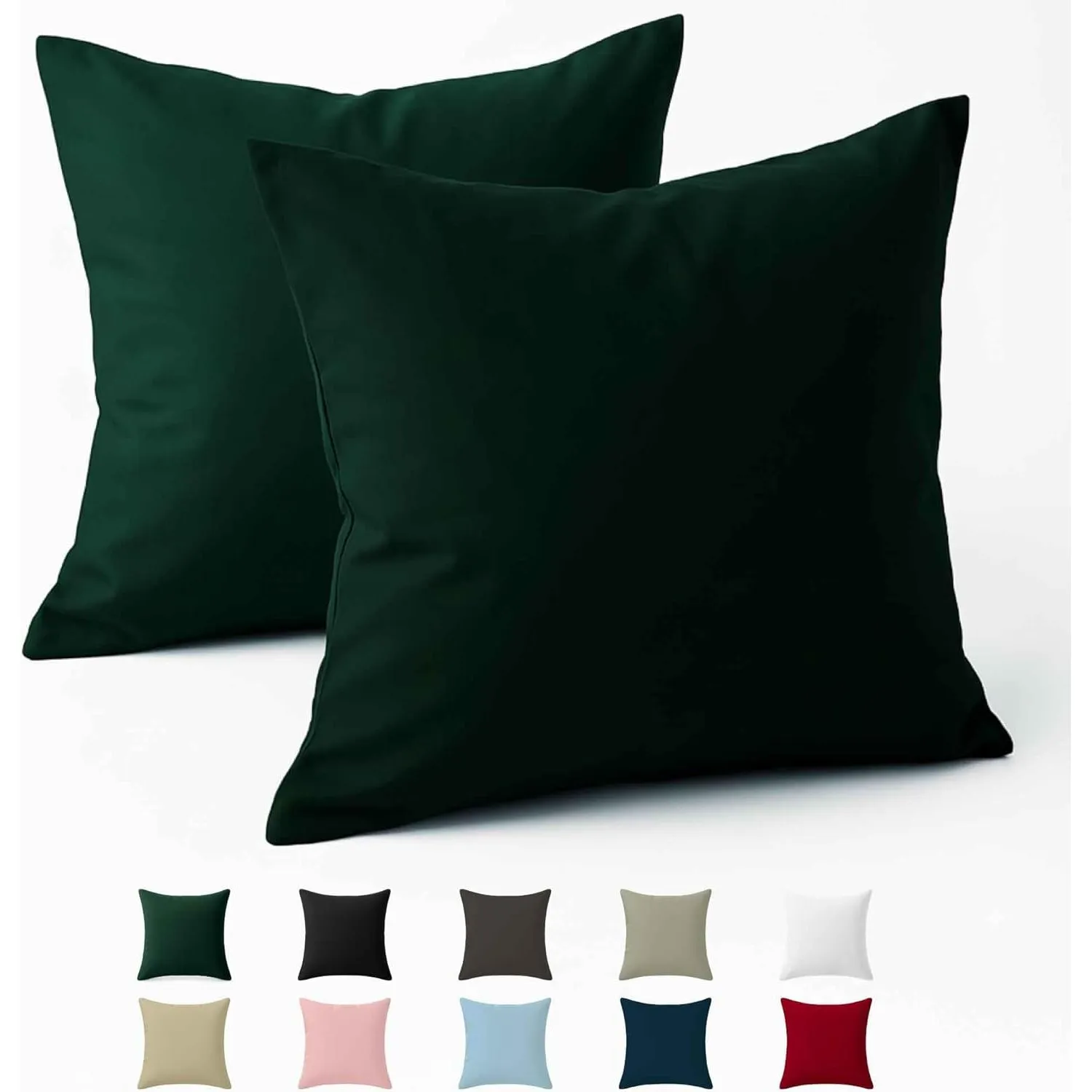 Kissenbezug 65 x 65 Baumwolle Renforcé (2er-Set) - Grün - Dicht gewebt mit 57 Fäden/cm² - Kissenbezüge 65 x 65 cm - Oek…