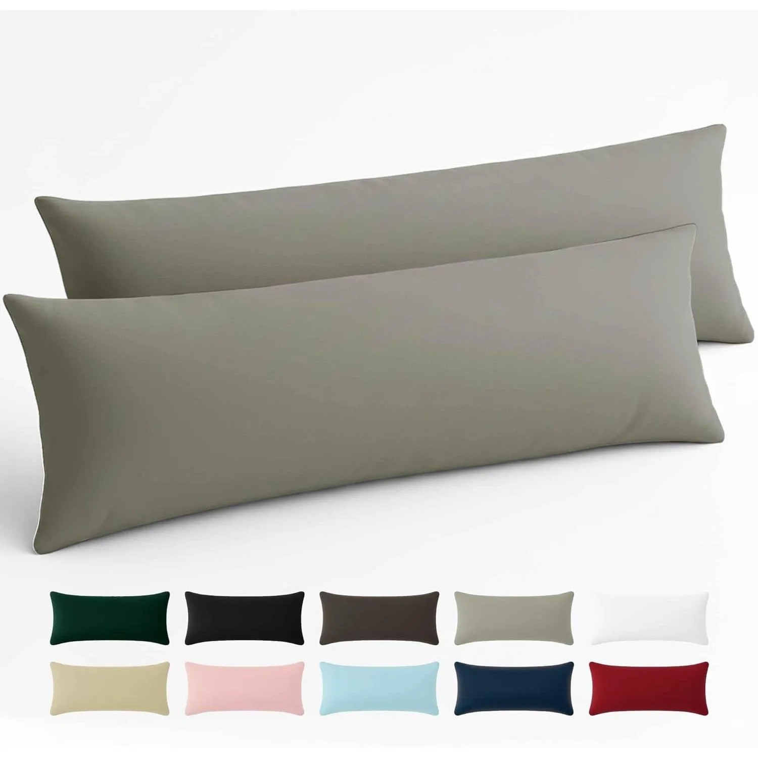 Kissenbezug 40x145 Baumwolle Renforcé (2er-Set) - Hellgrau - Dicht gewebt mit 57 Fäden/cm² - Kissenbezug 40 x 145 cm - …