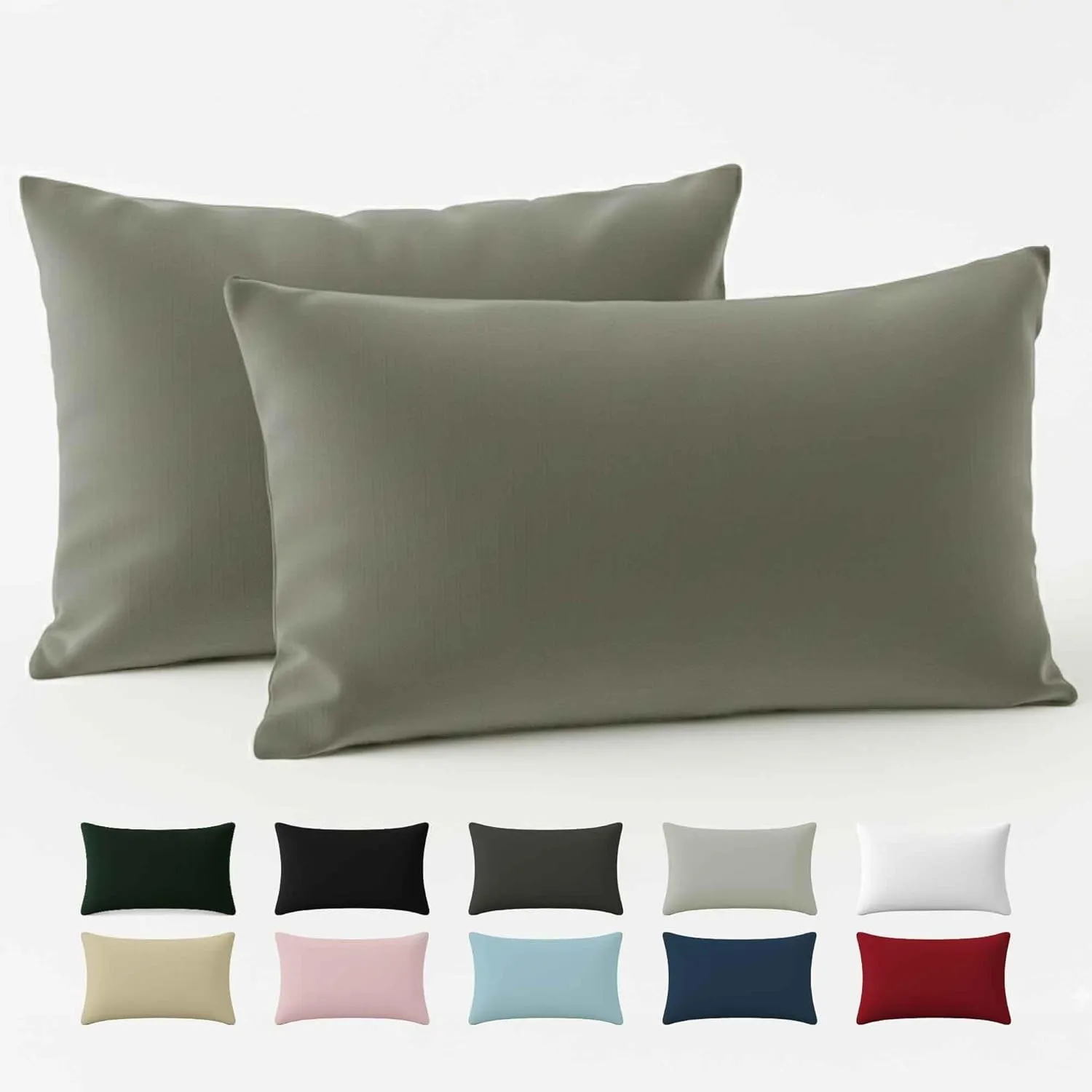 Dreamzie - Kissenbezug 40 x 80 cm - 100% Baumwolle Renforcé - Hellgrau | 2er Set · Oeko-Tex zertifiziert · mit Reißvers…