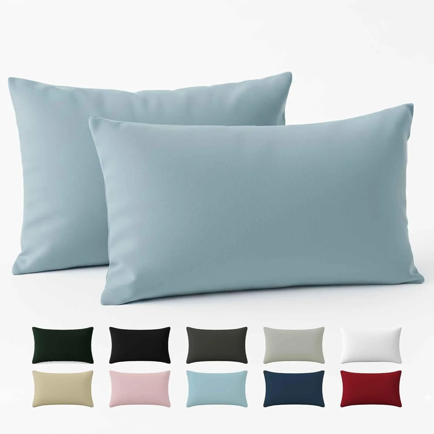 Dreamzie - Kissenbezug 40x60 cm - 100% Baumwolle Renforcé - Hellblau | 2er Set · Oeko-Tex zertifiziert · mit Reißversch…