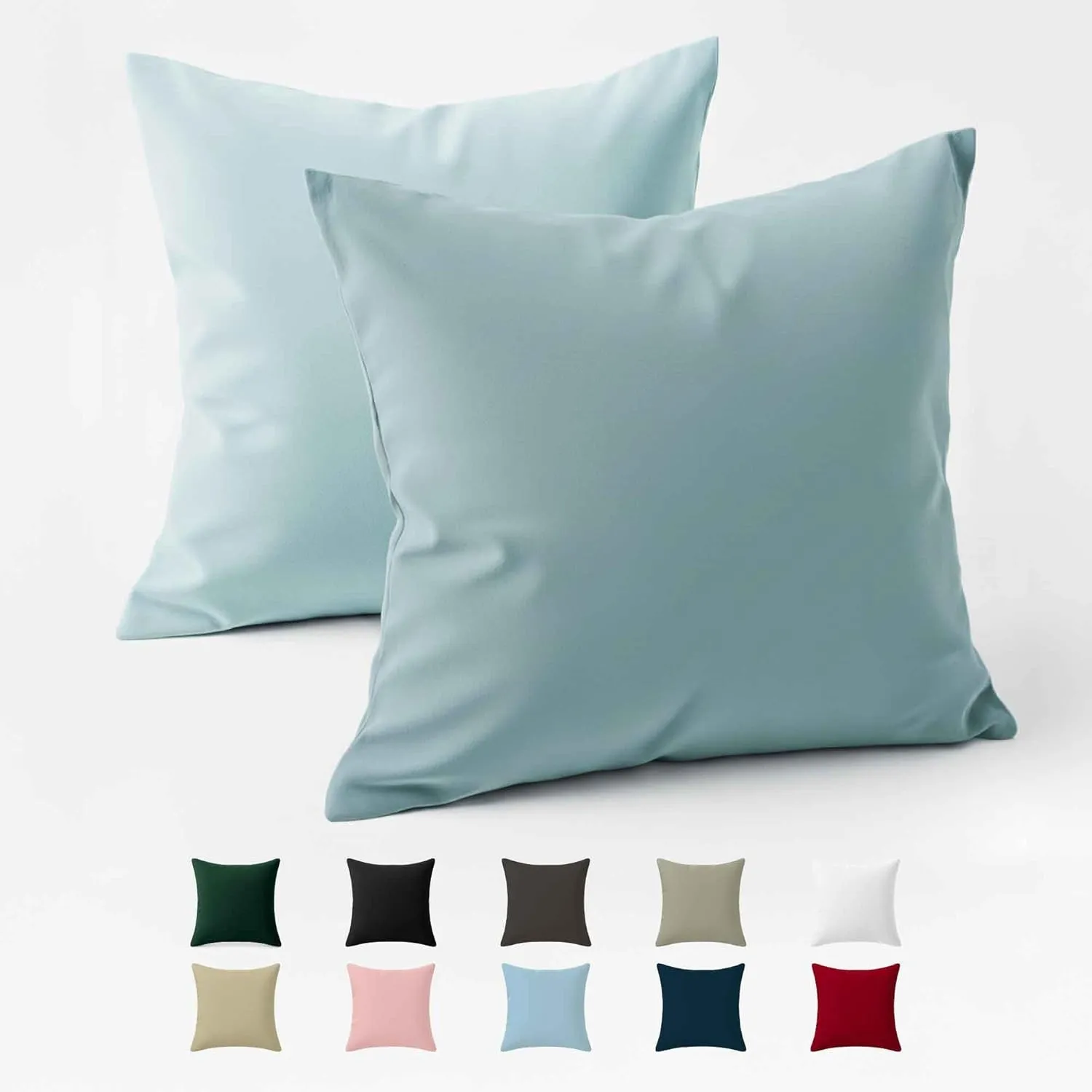 Kissenbezug 40x40 Baumwolle Renforcé (2er-Set) - Hellblau - Dicht gewebt mit 57 Fäden/cm² - 40x40cm Kissenbezug - Oeko …
