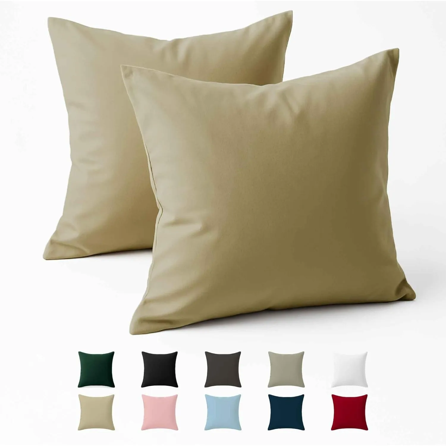 Kissenbezug 80x80 Baumwolle Renforcé (2er-Set) - Beige - Dicht gewebt mit 57 Fäden/cm² - Kissenbezug 80x80 cm - Oeko Te…