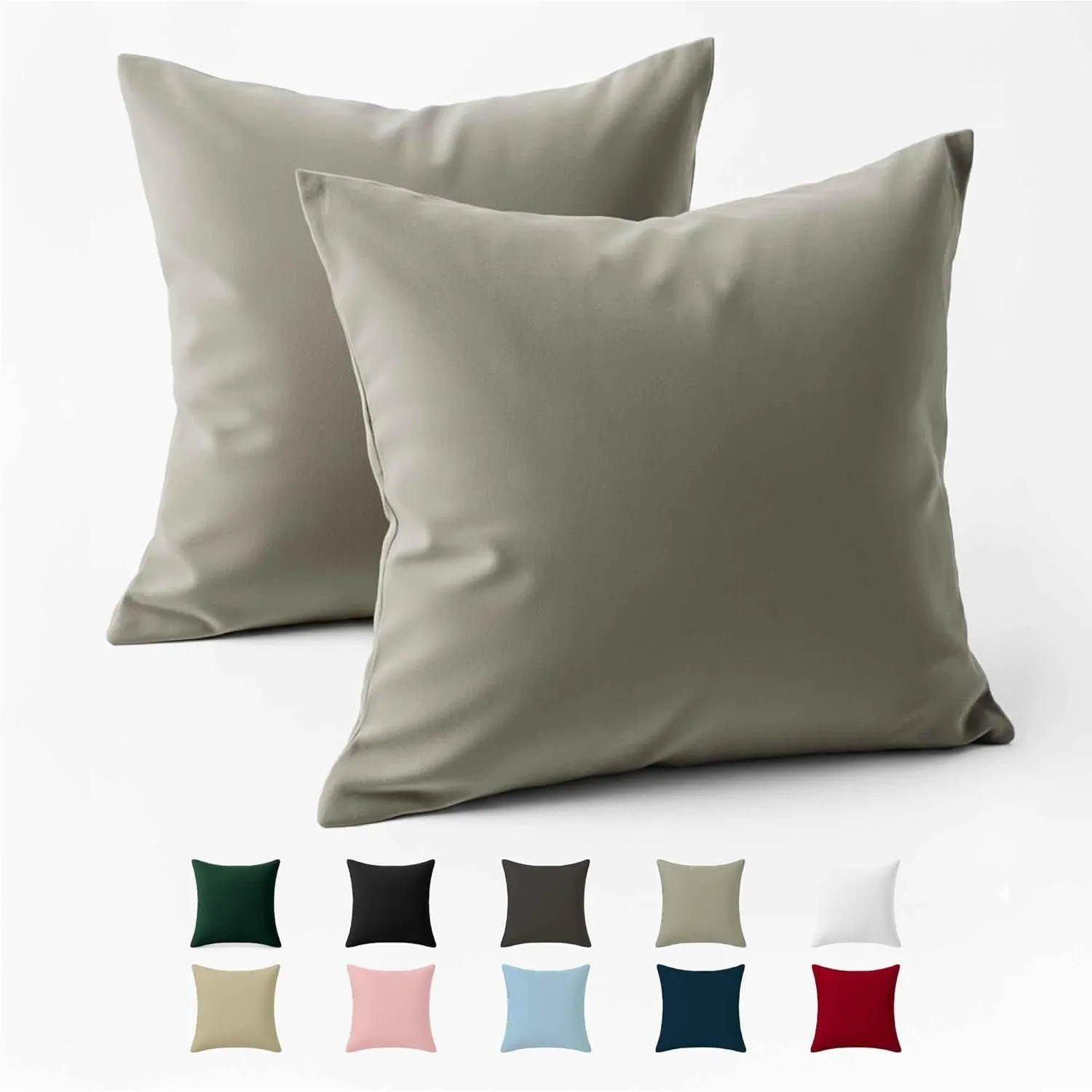 Dreamzie - Kissenbezug 50x50 cm - 100% Baumwolle Renforcé - Hellgrau | 2er Set · Oeko-Tex zertifiziert · mit Reißversch…