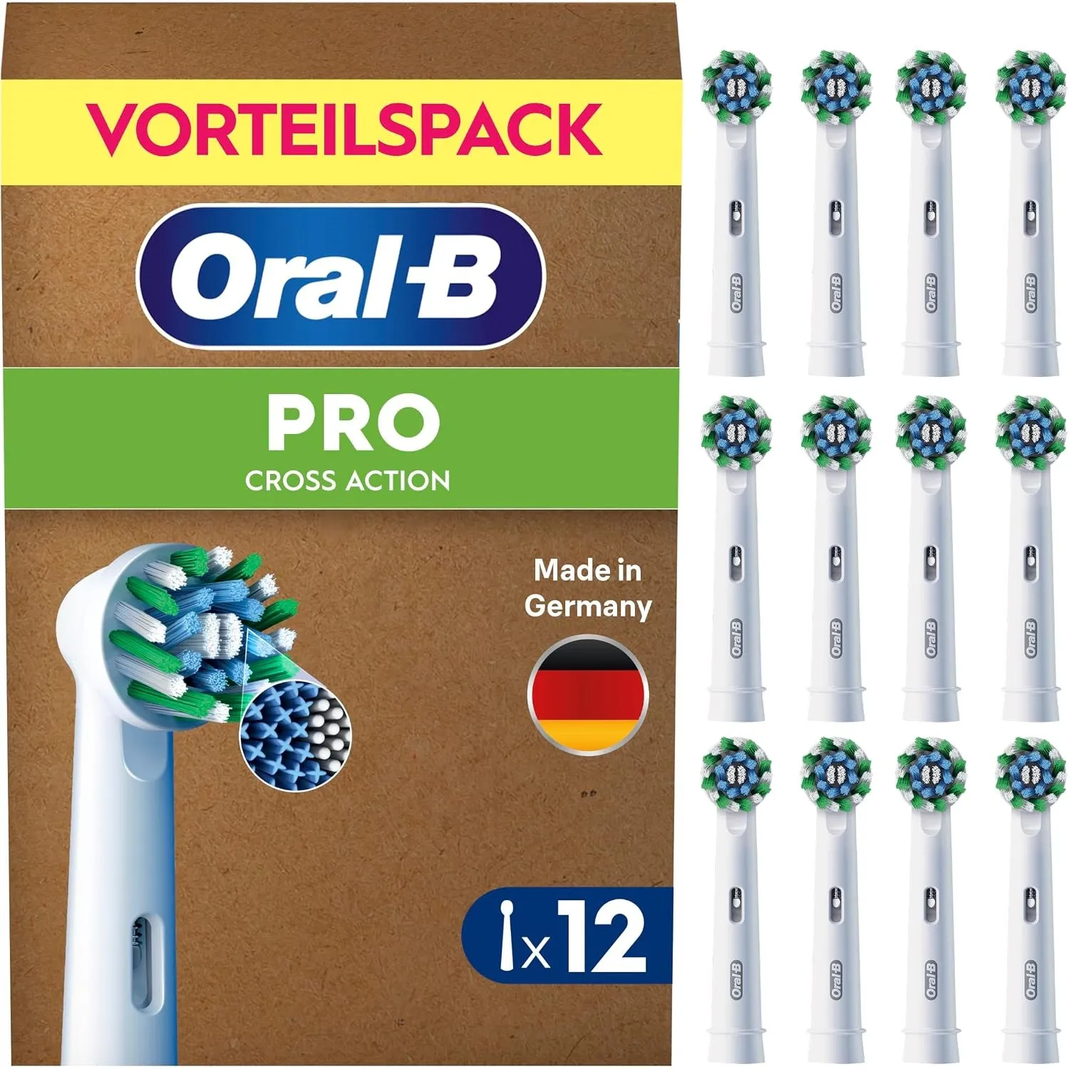 Oral-B Aufsteckbürsten PRO CrossAction, Weiß, 12 Stück