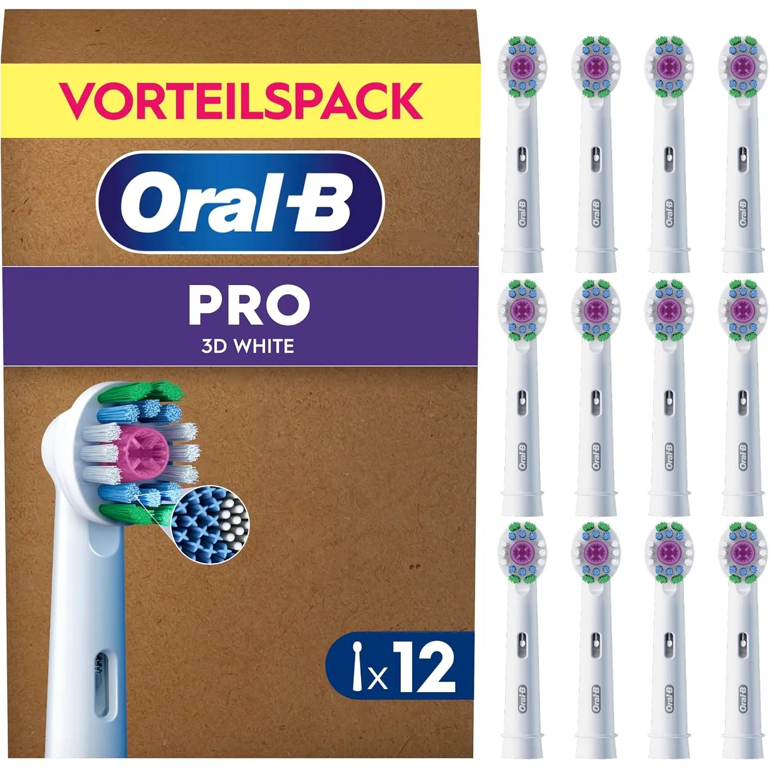 Oral-B Aufsteckbürsten PRO 3DWhite, Weiß, 12 Stück