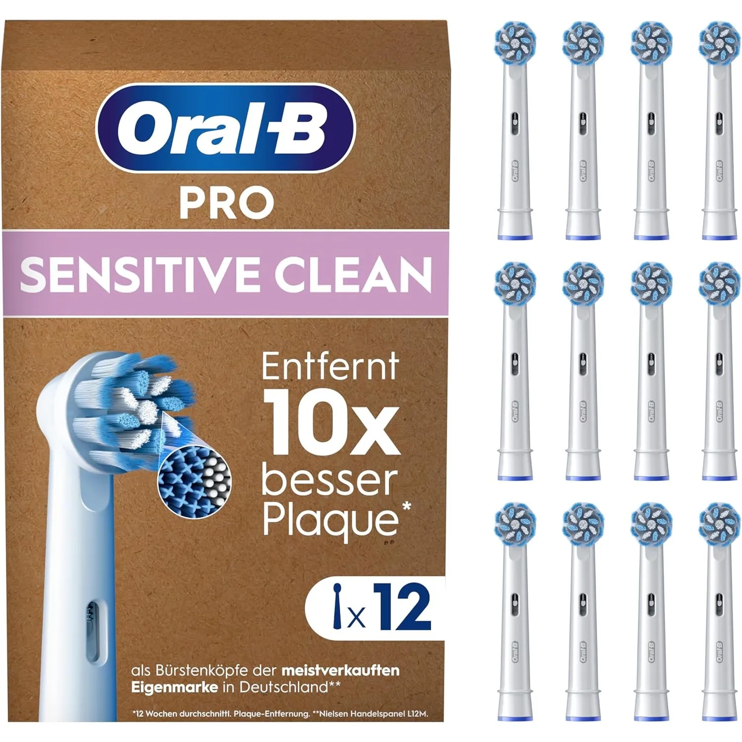 Oral-B Pro Sensitive Clean Aufsteckbürsten — ORIGINAL Zahnbürstenaufsatz für Elektrische Oral-B Pro Zahnbürsten — Ersat…