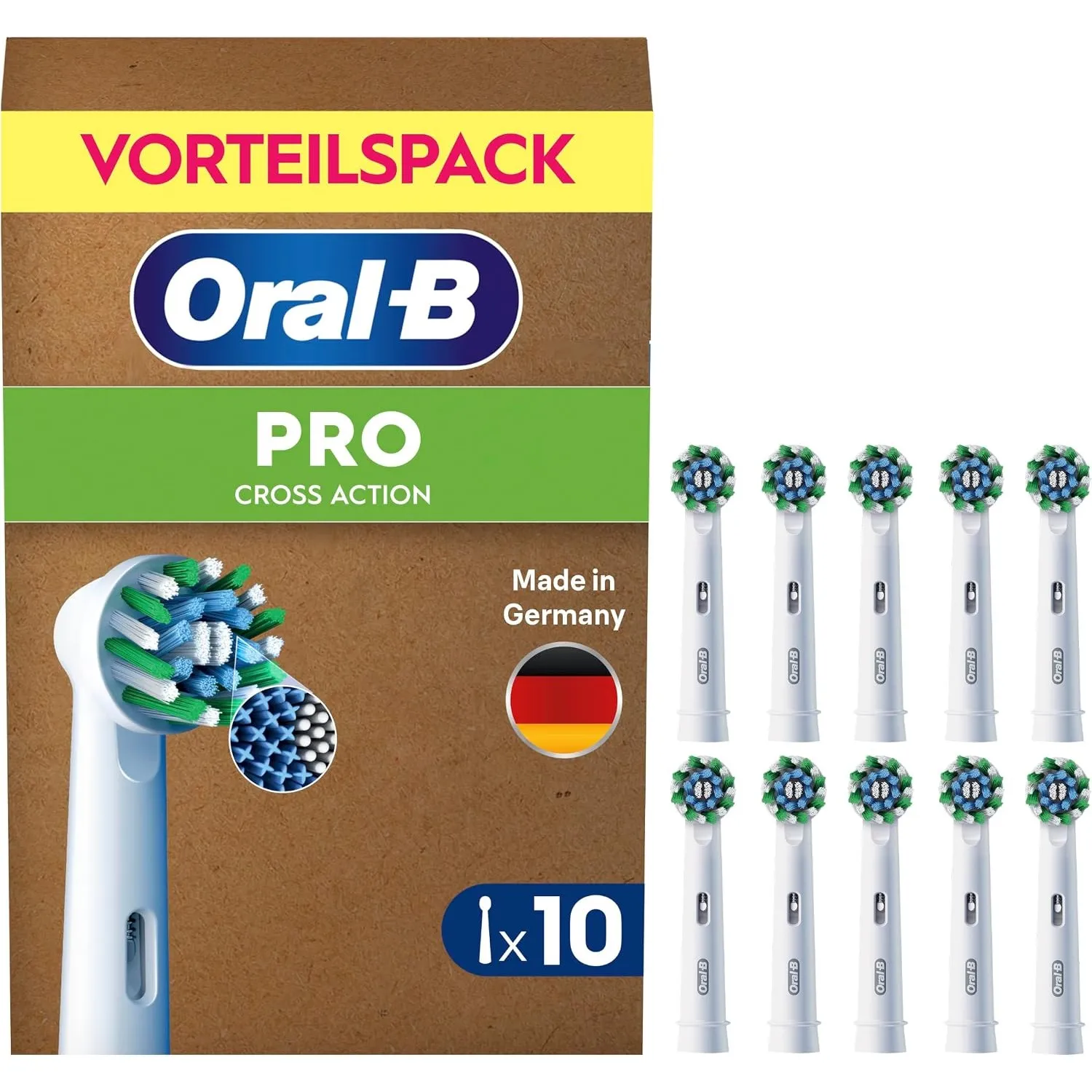 Oral-B Aufsteckbürsten PRO CrossAction, Weiß, 10 Stück