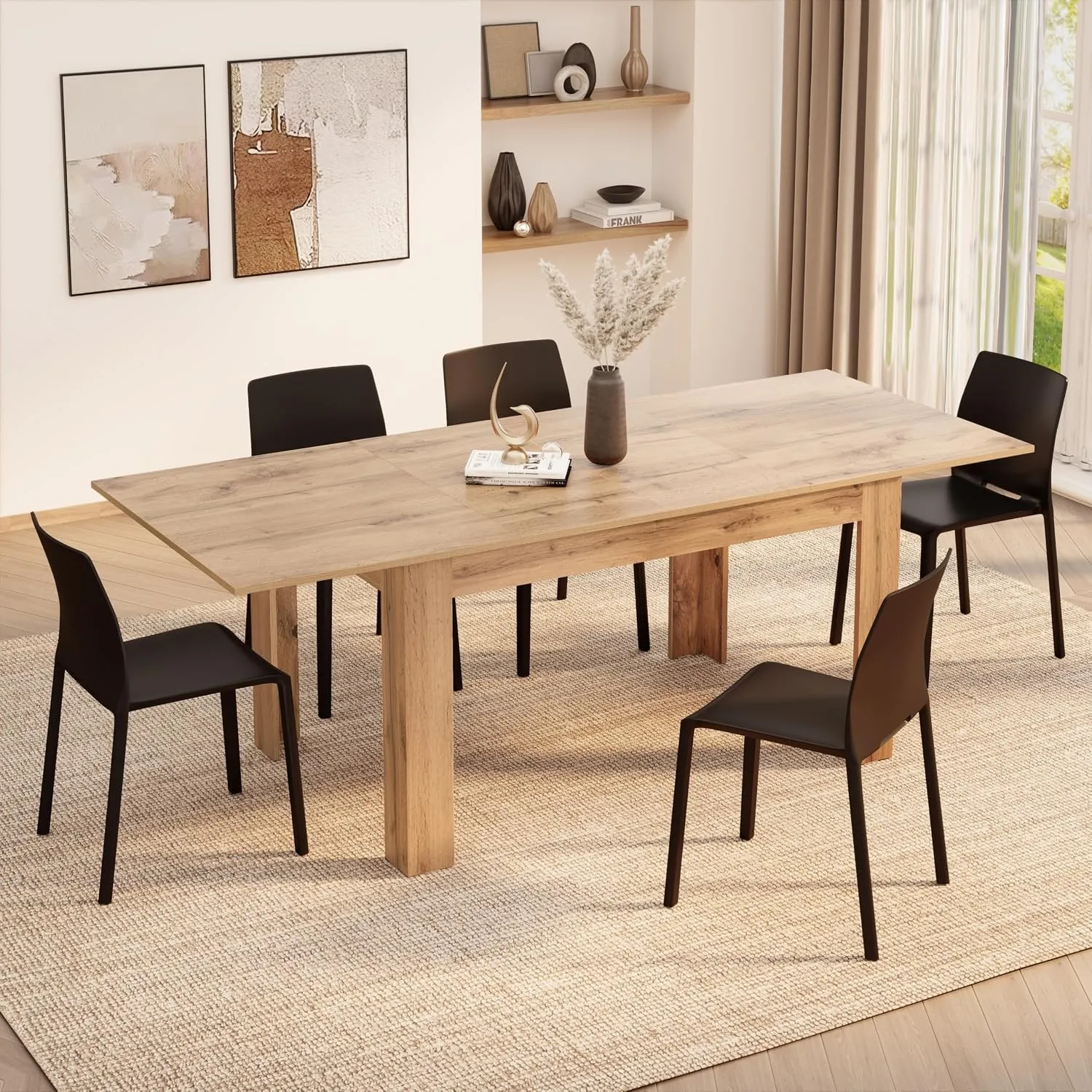 MOBILI FIVER, Ausziehbarer Küchentisch, Easy, 140(220) x90 cm, Rustikale Eiche, Made In Italy