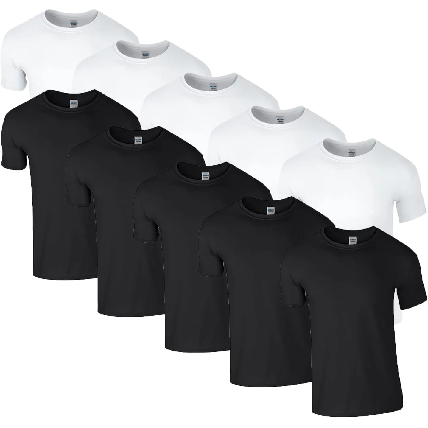 HLKauf 10 Gildan T-Shirts Softstyle Rundhals Ausschnitt M L XL XXL 3XL 4XL 5XL Shirt Herren Baumwolle & GRATIS Block