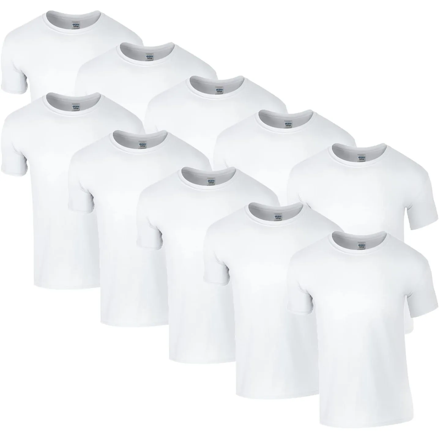 HLKauf 10 Gildan T-Shirts Softstyle Rundhals Ausschnitt M L XL XXL 3XL 4XL 5XL Shirt Herren Baumwolle & GRATIS Block
