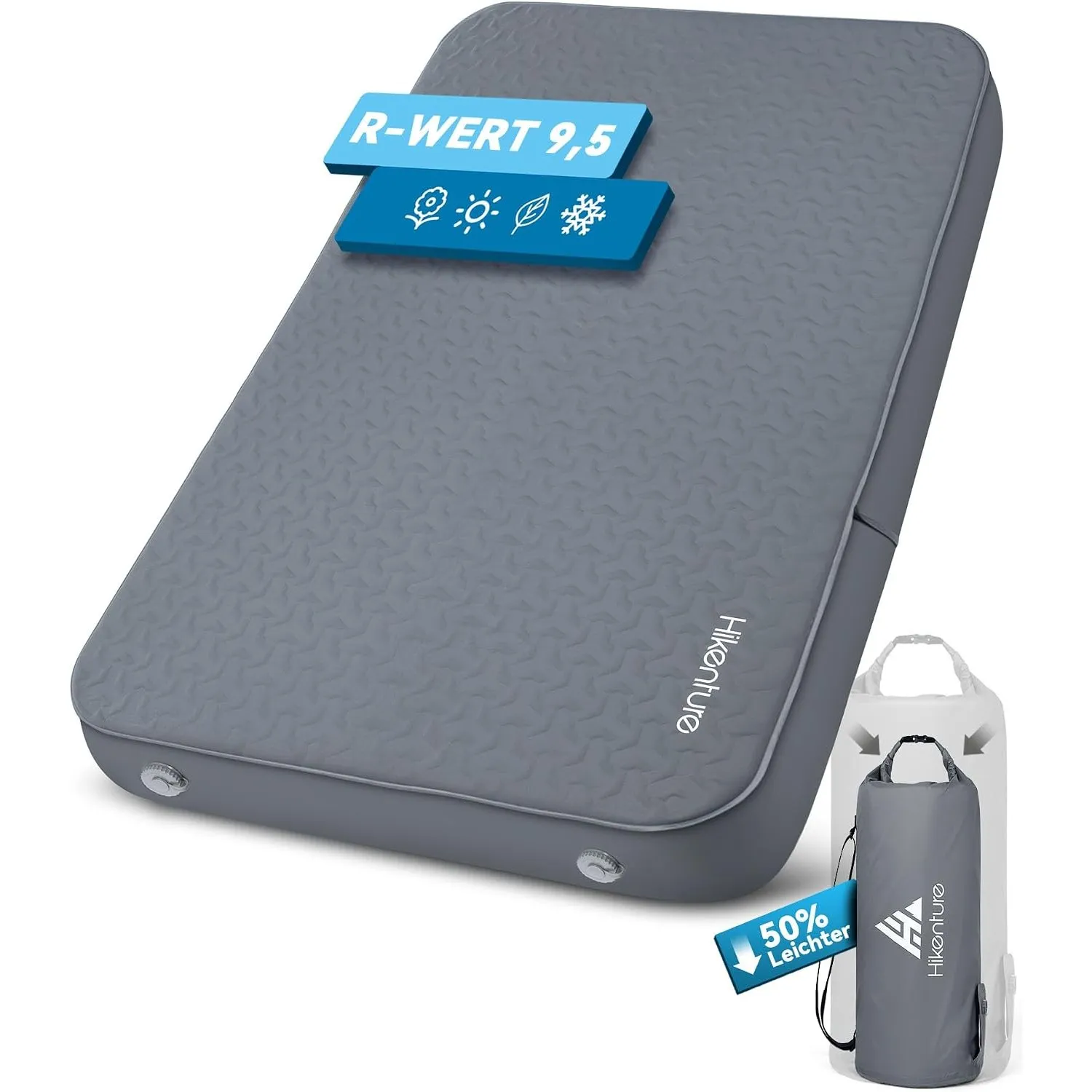 HIKENTURE Extra Dicke selbstaufblasende Isomatte, Comfort Plus Campingmatratze mit Pumpsack, aufblasbare schaumisoliert…