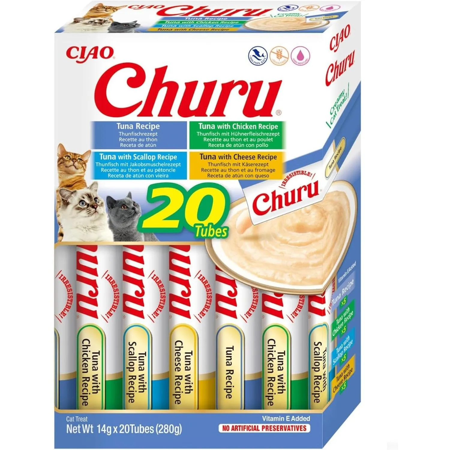 INABA Churu Creamy Katzenleckerlis mit Thunfisch und Meeresfrüchte, 20x14g