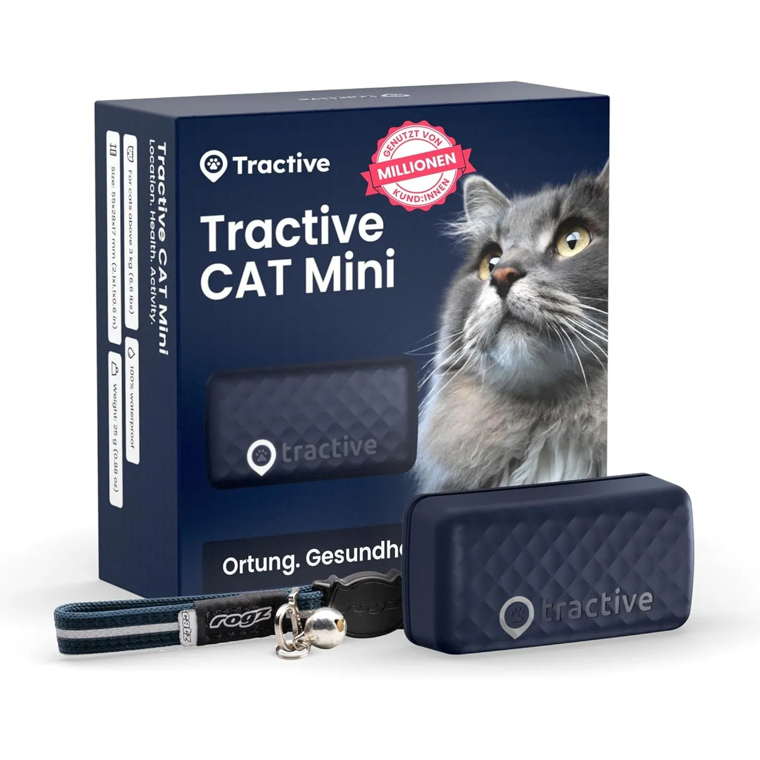 Tractive Mini Smarter Katzen GPS Tracker | Marktführer GPS Tracker Katze | Live-Ortung | Revier & Positionsverlauf | Si…