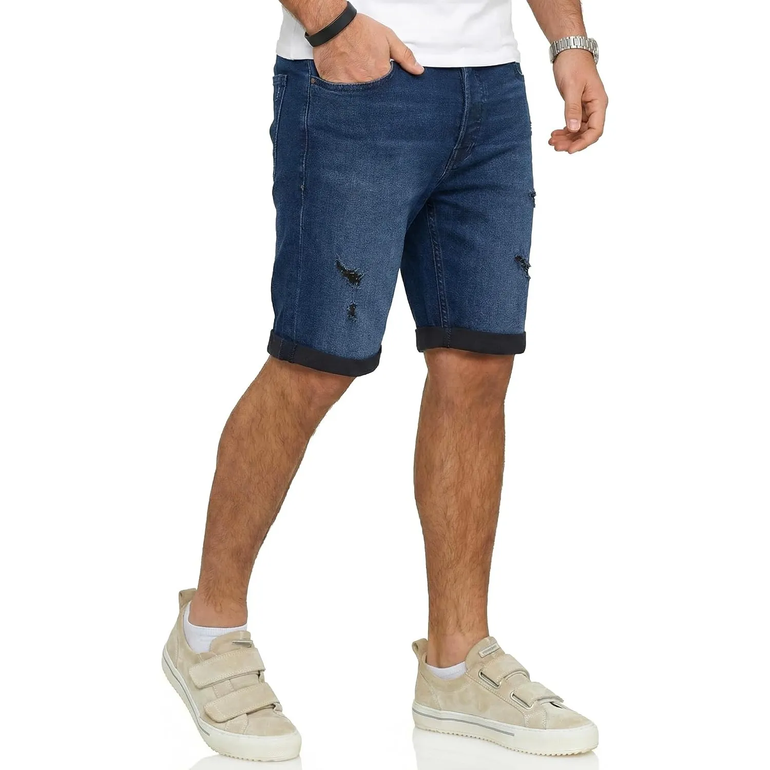 JACK & JONES Infinity Herren Jeans Shorts Rick Bermudas Used Look