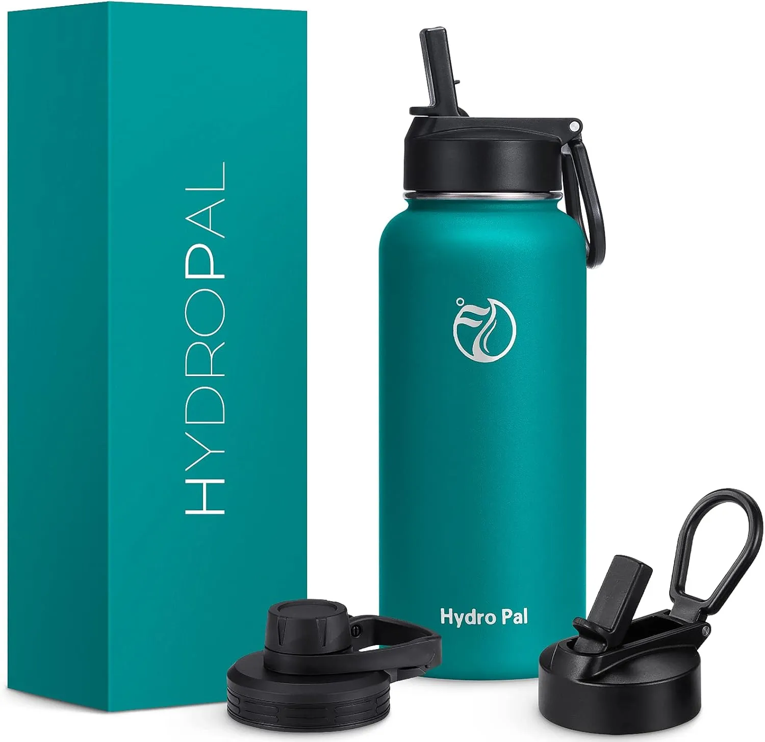 HydroPal Edelstahl Trinkflasche - 500/750ml/ 1L/1.2L/1.9L, BPA-Frei, Kohlensäure geeignet, Isolierte flasche mit Strohh…