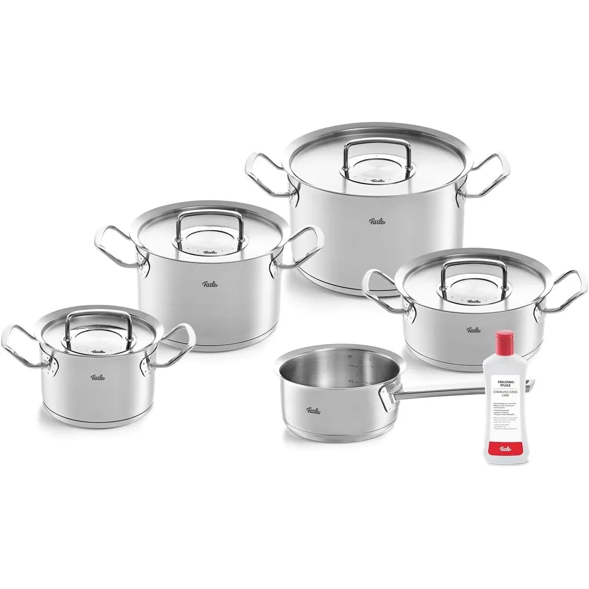 Fissler, Original-Profi Collection Kochtopfset 5-teilig, Edelstahl, Metalldeckel, inkl. Edelstahlpflege, Induktion, Ama…