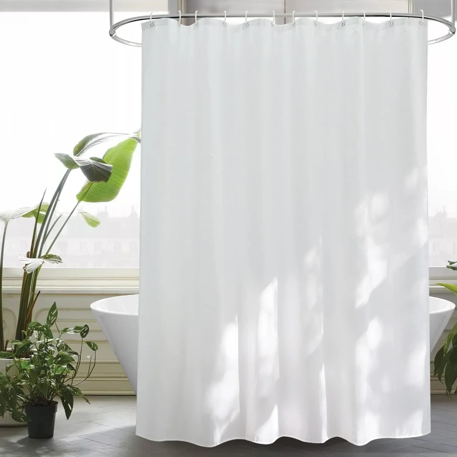 EurCross Extra Breit Duschvorhang 240x200, Weiß Textil Stoff Dusch Vorhang für Bad Badewanne, Anti Schimmel Wasserdicht…
