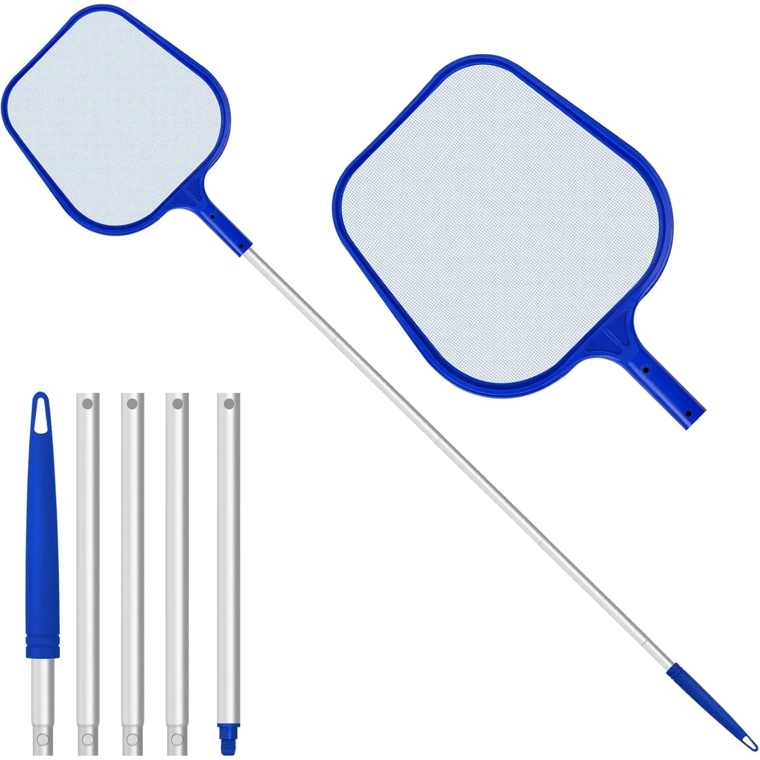 Jsdoin Kescher Pool, 120 cm lang-Teichkescher mit Teleskopstange,Feinmaschig - Für Teich, Algen & Bestway Pool,Algenkes…