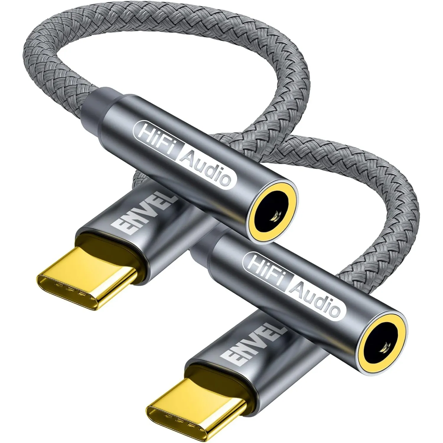 ENVEL USB-C zu 3,5 mm Kopfhörer-Adapter DAC, 2er-Pack