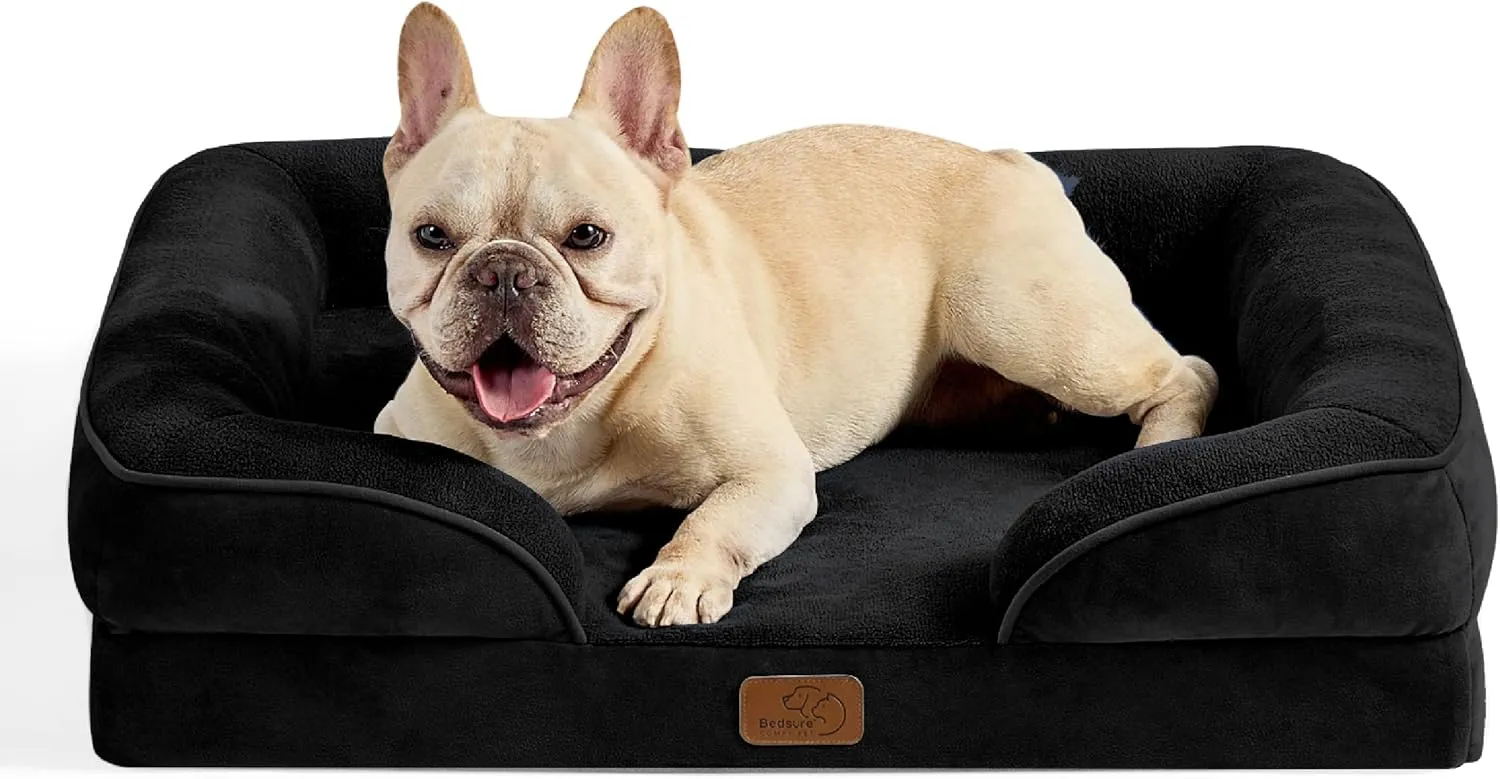 BEDSURE Orthopaedic Dog Bed, Ergonomic Dog Sofa, 71 x 58 cm, Dog Couch with Egg Carton Foam for Small Dogs, Washable, N…