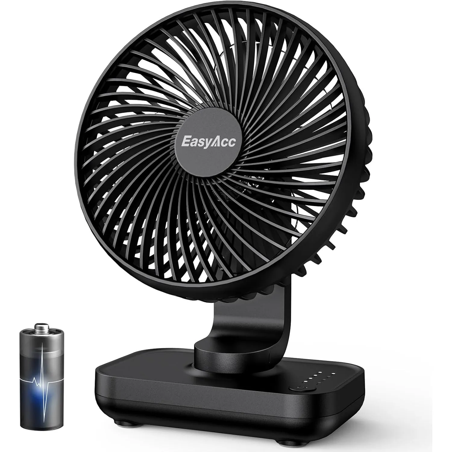EasyAcc Tischventilator, 4000 Akku Batterie Klein USB Ventilator, Tragbarer Aufladbar Basis Ventilatoren mit 4 Geschwin…