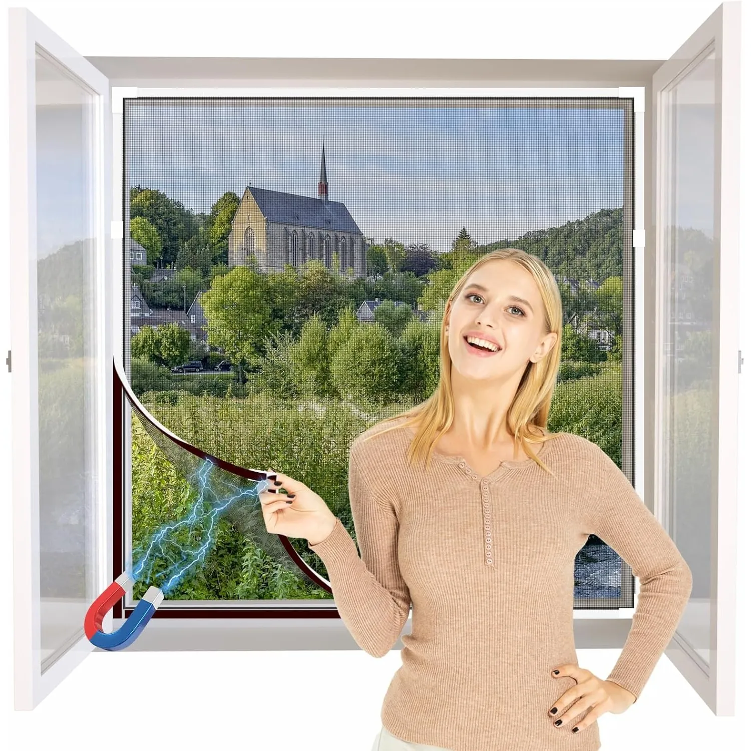 NeatiEase DIY Insektenschutz Magnetfenster,Max 100 x 130 CM,Magnet Rahmen für Fliegengitter Fenster Mückengitter,Fliege…