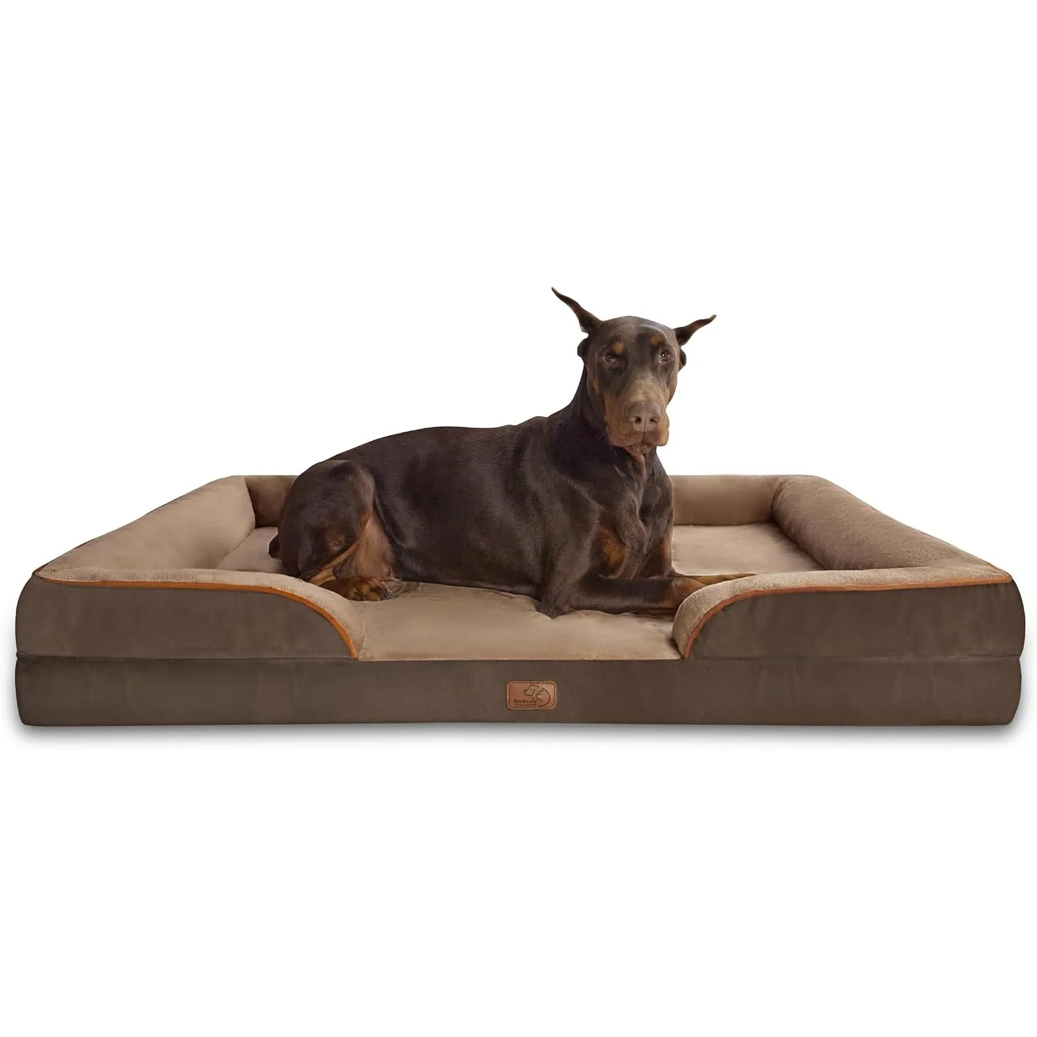 BEDSURE orthopädisches Hundebett ergonomisches Hundesofa, 132x104cm, braun