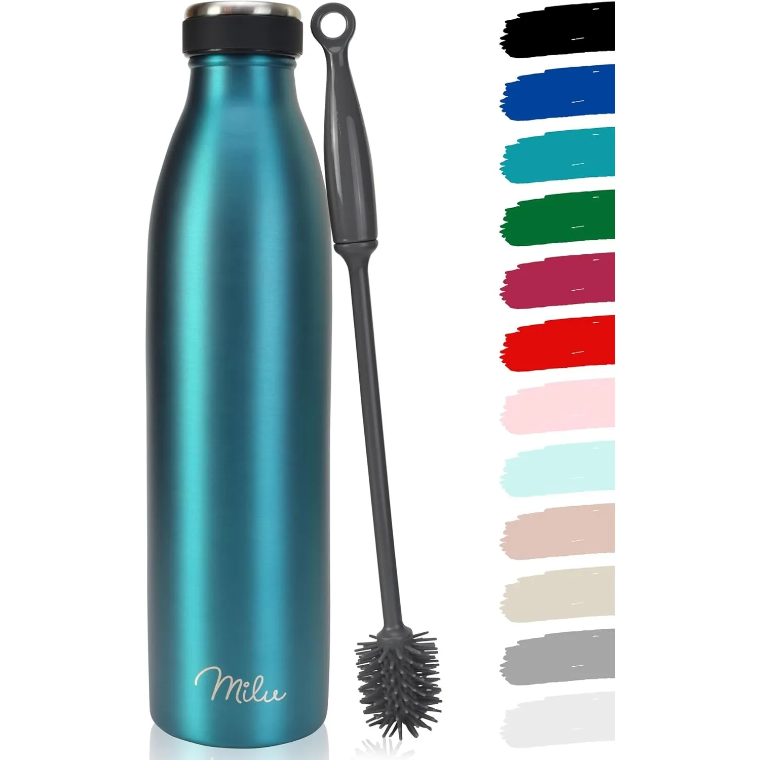 Milu Edelstahl Trinkflasche 350ml, 500ml, 750ml, 1L, 1.5L Thermosflasche, Isolierte Wasserflasche, Auslaufsichere Isoli…