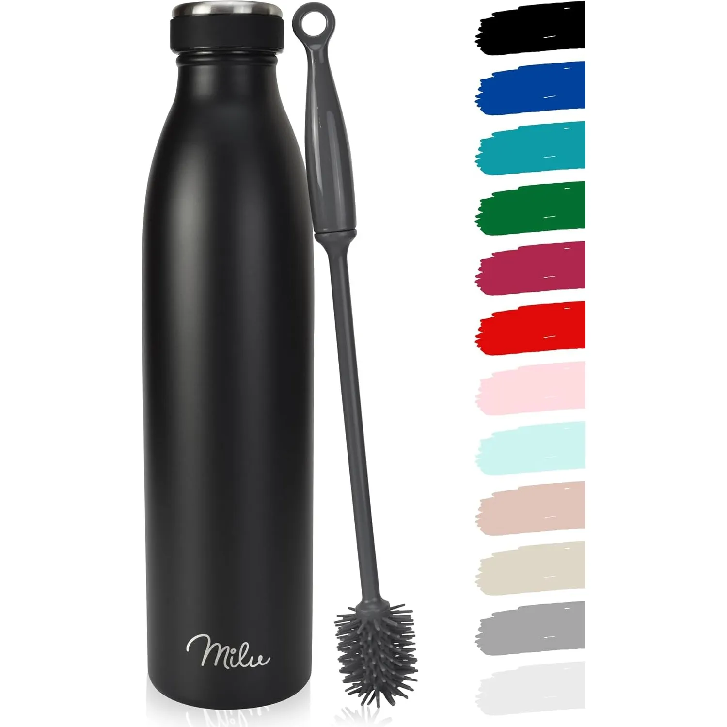Milu Edelstahl Trinkflasche 350ml, 500ml, 750ml, 1L, 1.5L Thermosflasche, Isolierte Wasserflasche, Auslaufsichere Isoli…