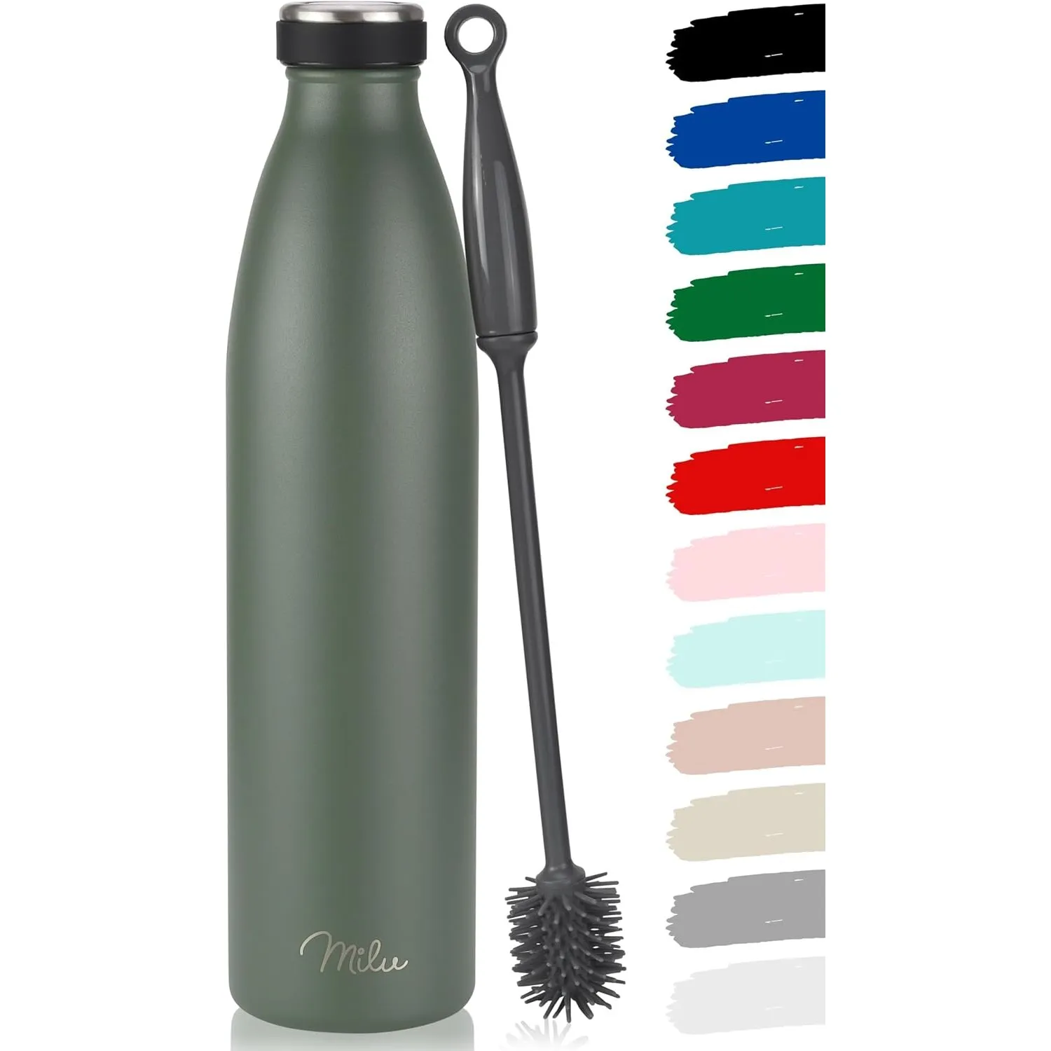 Milu Edelstahl Trinkflasche 350ml, 500ml, 750ml, 1L, 1.5L Thermosflasche, Isolierte Wasserflasche, Auslaufsichere Isoli…