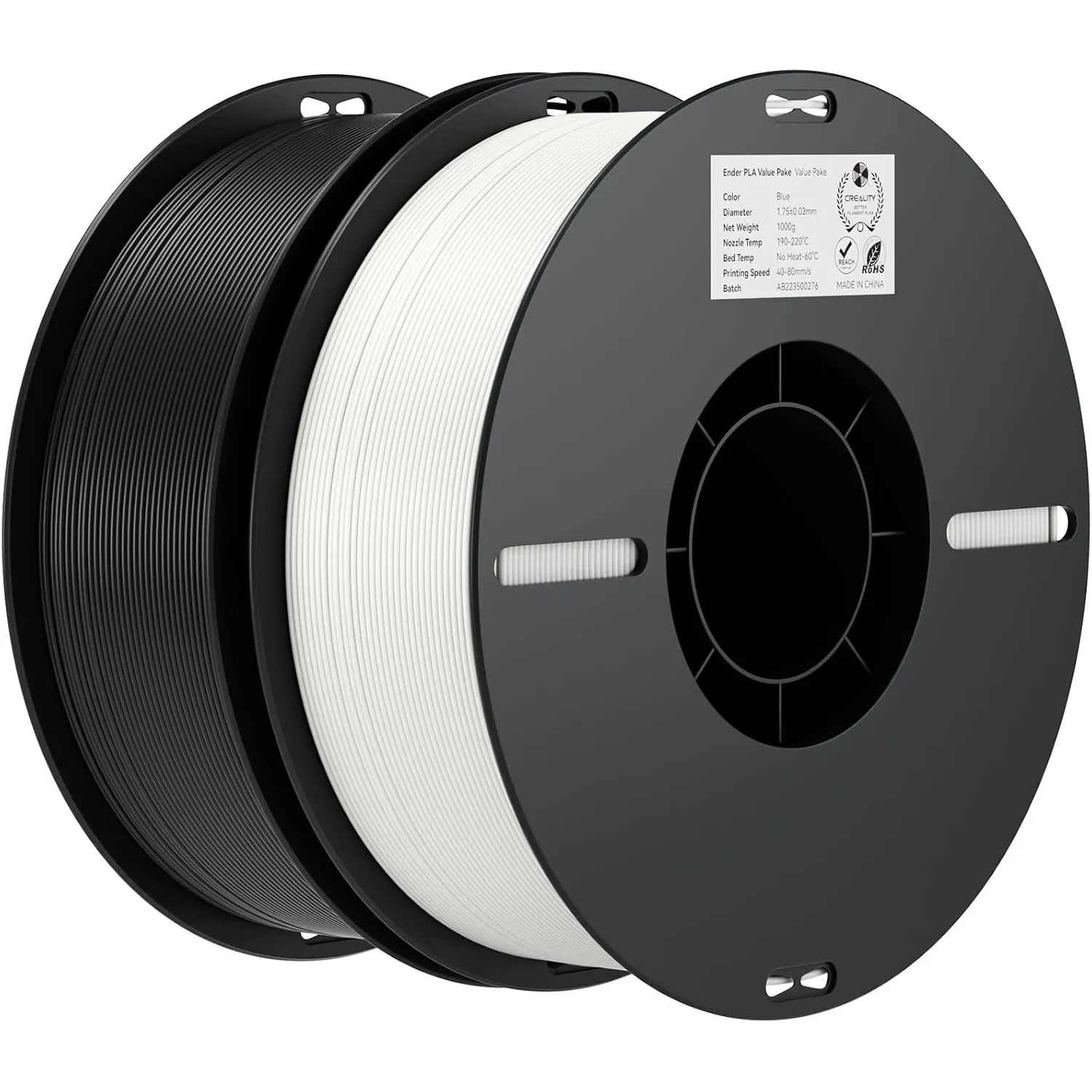Creality Ender PLA Filament 1,75mm, Schwarz & Weiß, 2er-Pack 1kg Spu…