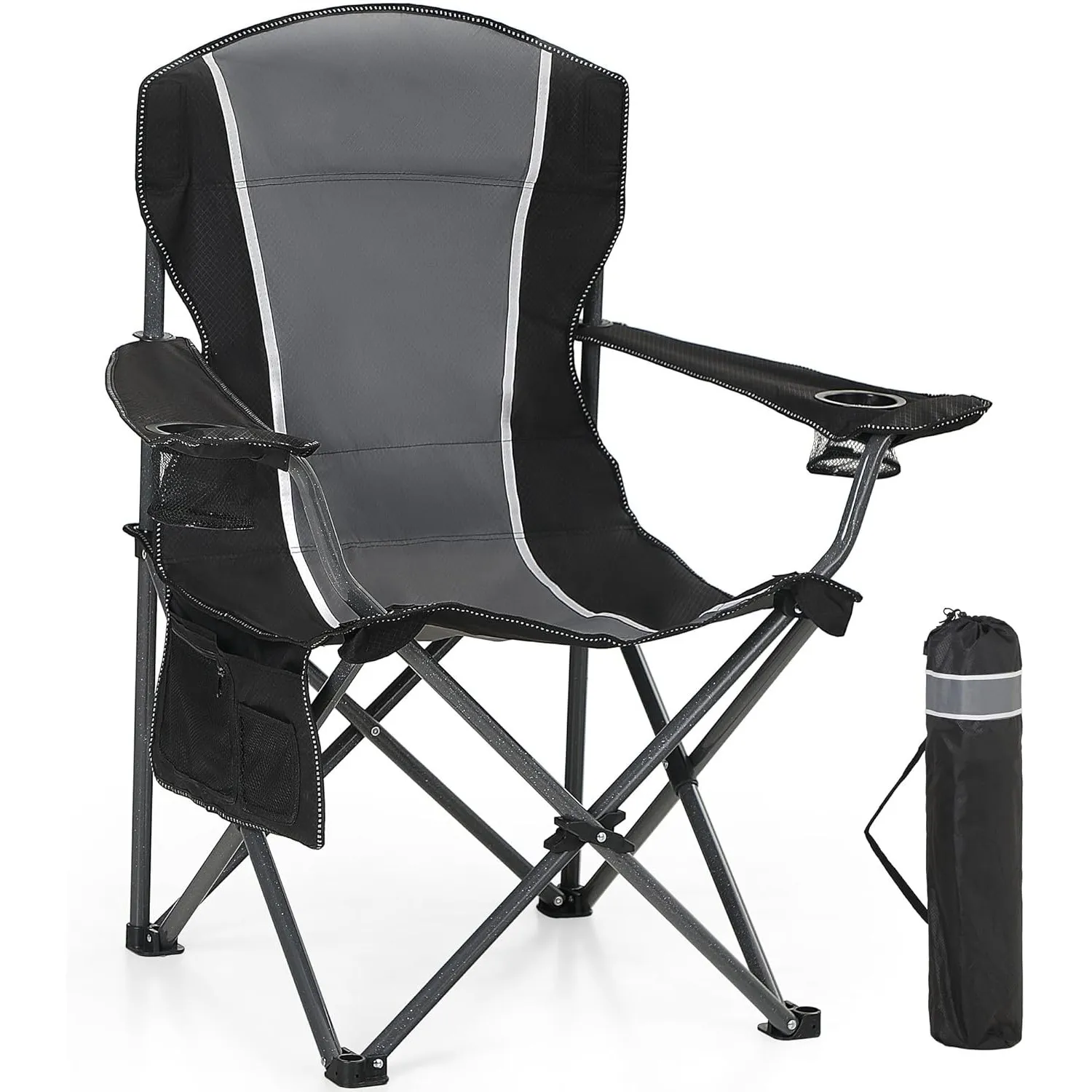 HIGH POINT SPORTS Campingstuhl Faltbar bis 160kg Campingsessel Klappstuhl mit Getränkehaltern Faltstuhl Camping Angelst…