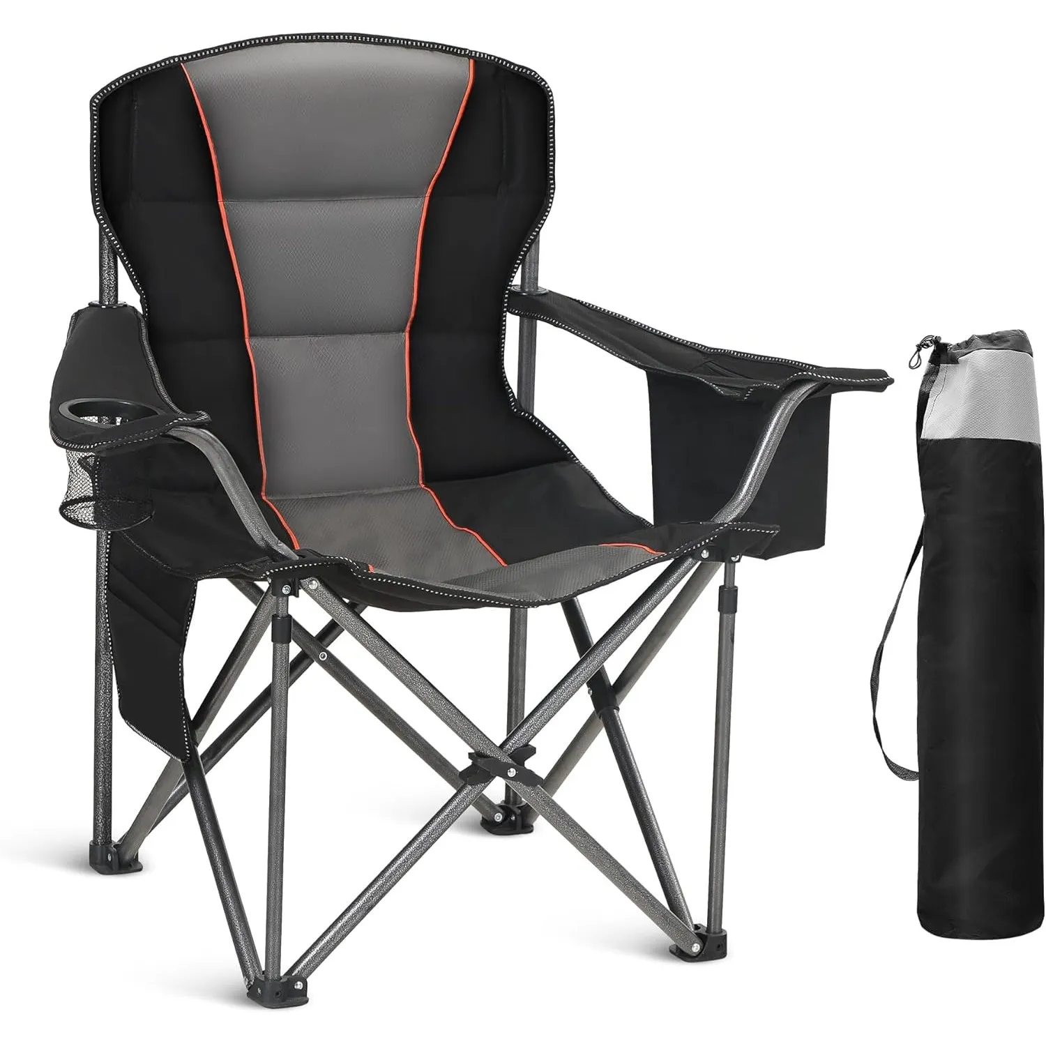 HIGH POINT SPORTS Campingstuhl Faltbar 200kg Klappstuhl Gepolstert mit Getränkehaltern Faltbarer Angelstuhl XXL mit Arm…
