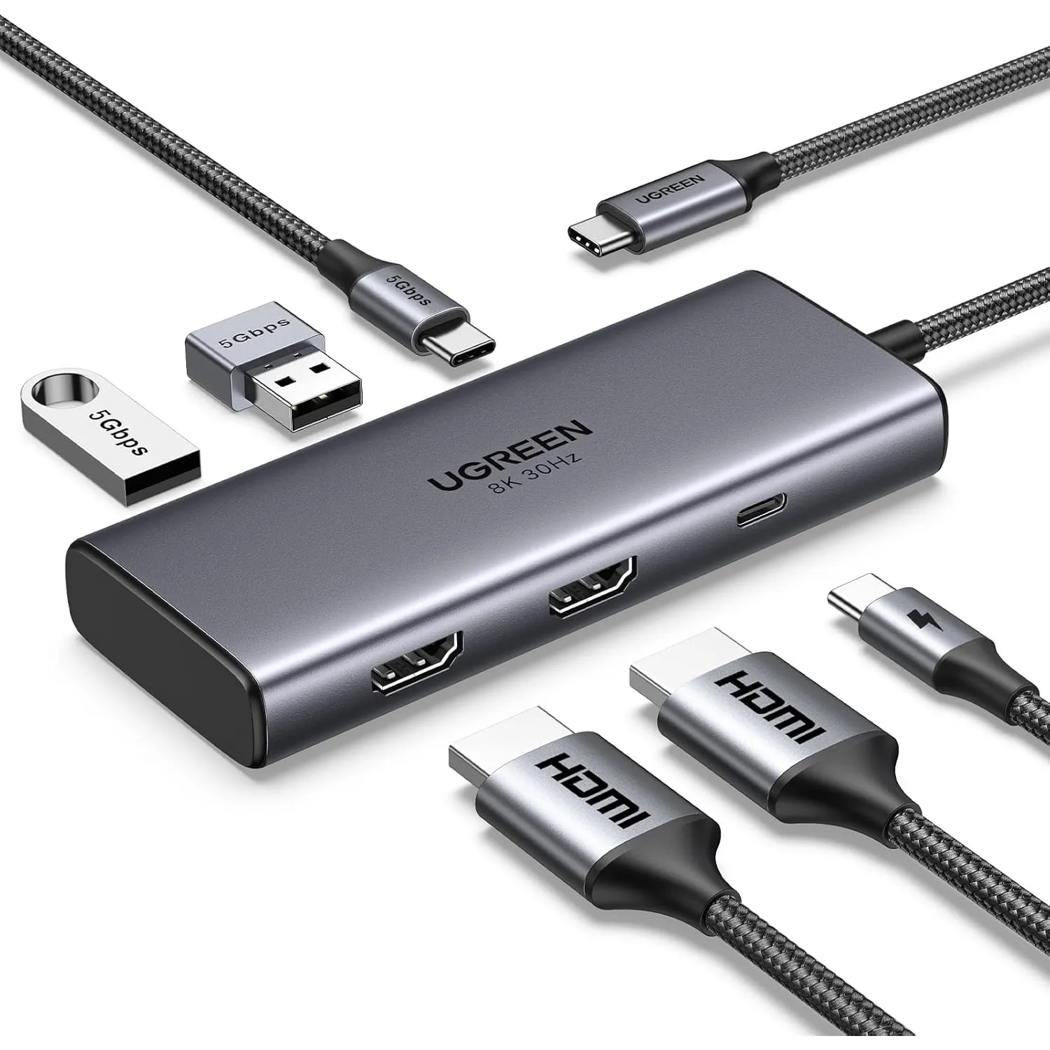 UGREEN Revodok 206 USB C Hub 2 HDMI Docking Station 2 Monitore