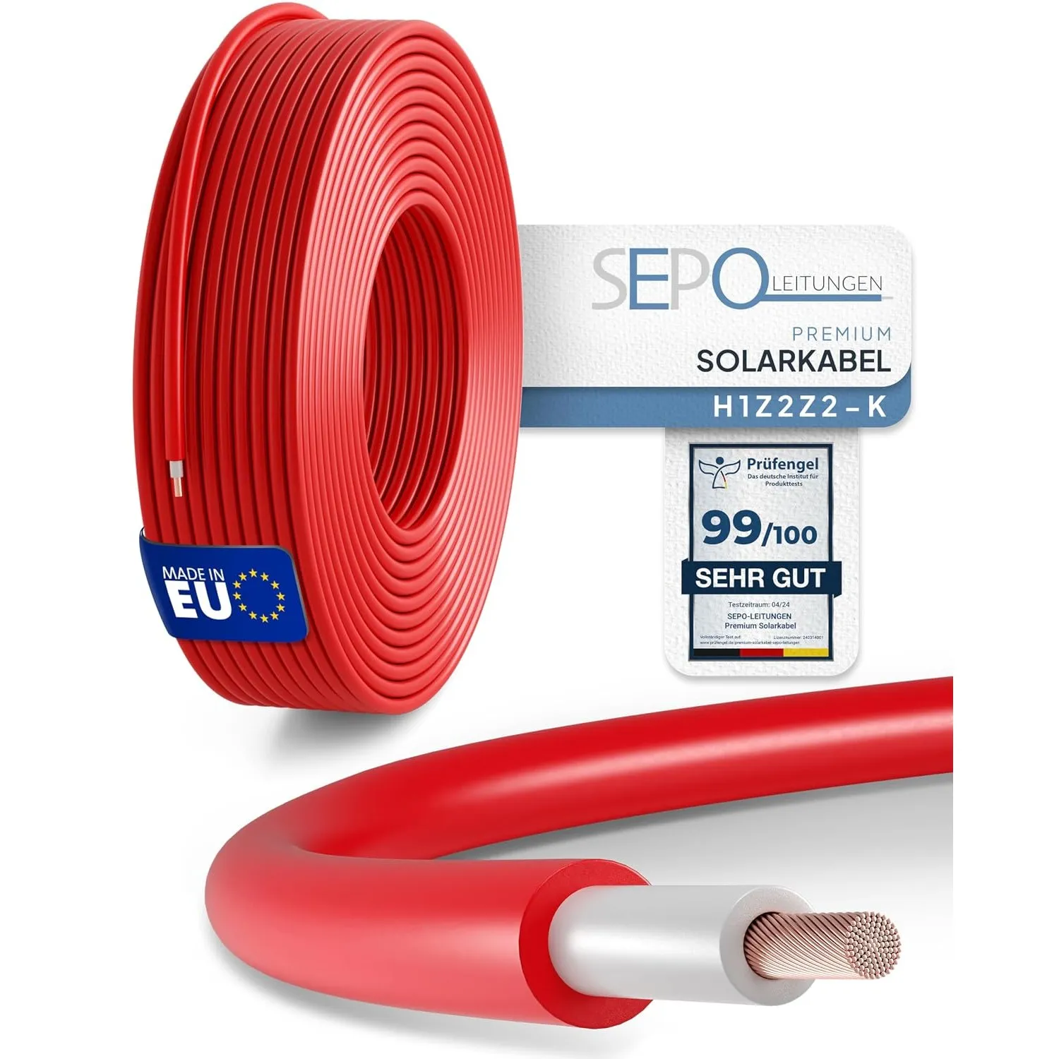 Solarkabel 6mm² 15m Rot – Solarleitung H1Z2Z2-K für Photovoltaik PV