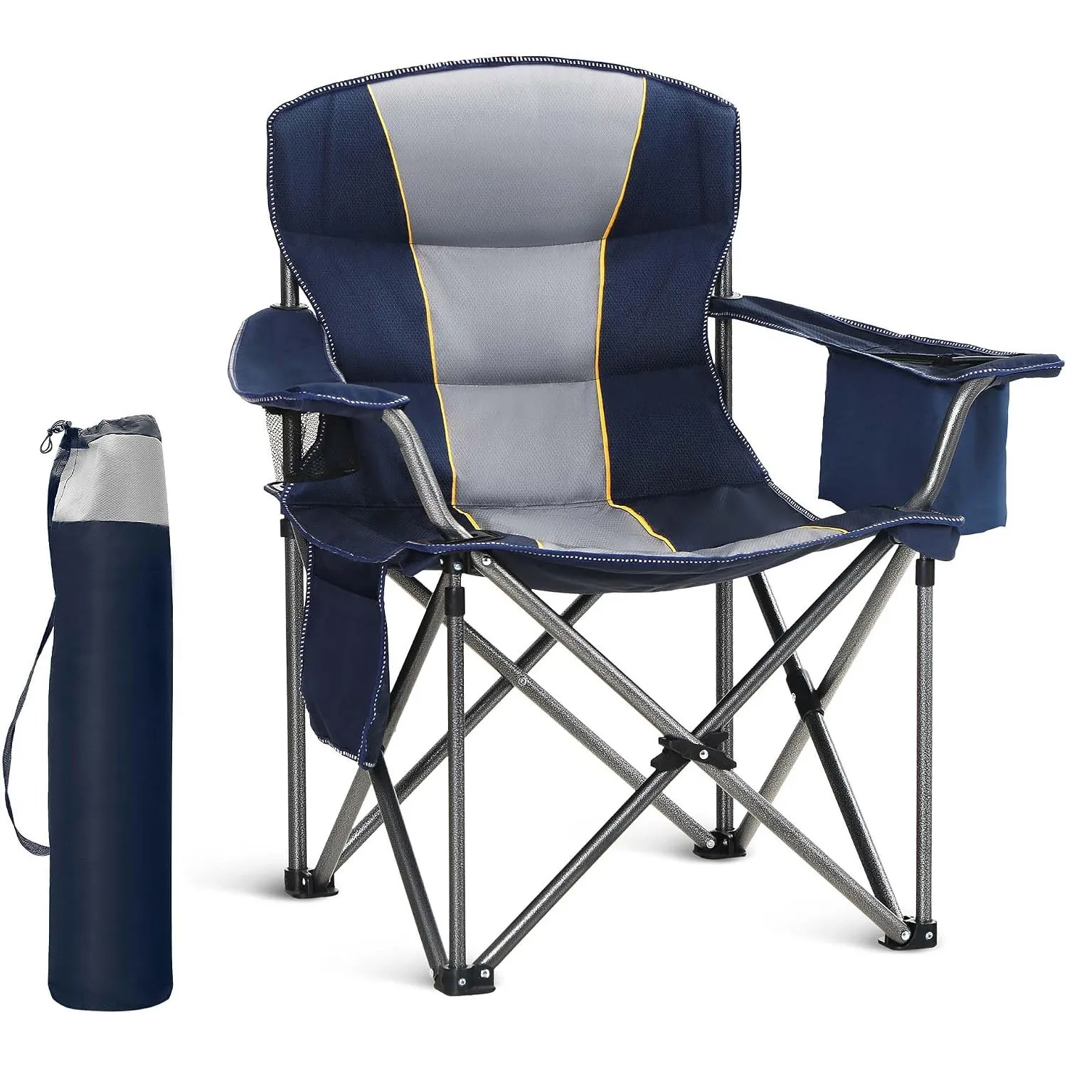 HIGH POINT SPORTS Campingstuhl Faltbar 200kg Klappstuhl Gepolstert mit Getränkehaltern Faltbarer Angelstuhl XXL mit Arm…