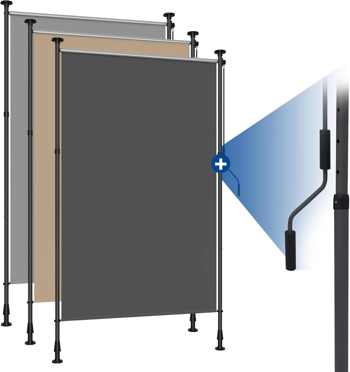 HOMEDEMO Vertical Awning Outdoor Vertical Awning No Drilling Required, Balcony Roller Blind with Hand Crank, Privacy Sc…