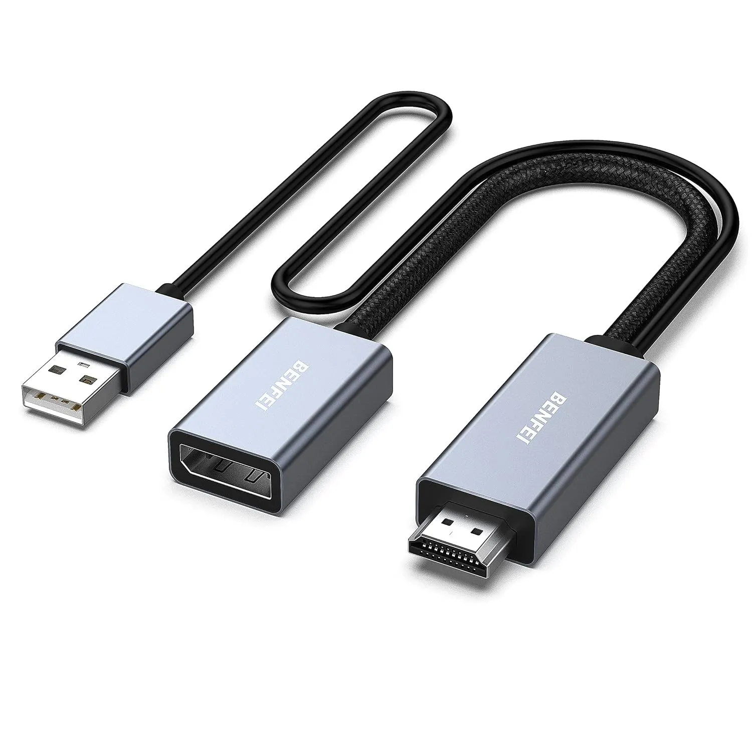 BENFEI HDMI auf DisplayPort Adapter, HDMI-Quelle auf DisplayPort-Monitor, kompatibel mit PC Grafikkarte, Laptop, PS5, X…