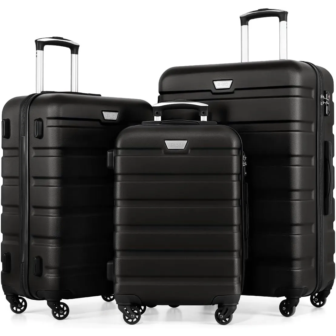 COOLIFE 3-Teiliges Kofferset für Familienreisen, M+L+XL, ABS+PC,Hartschale